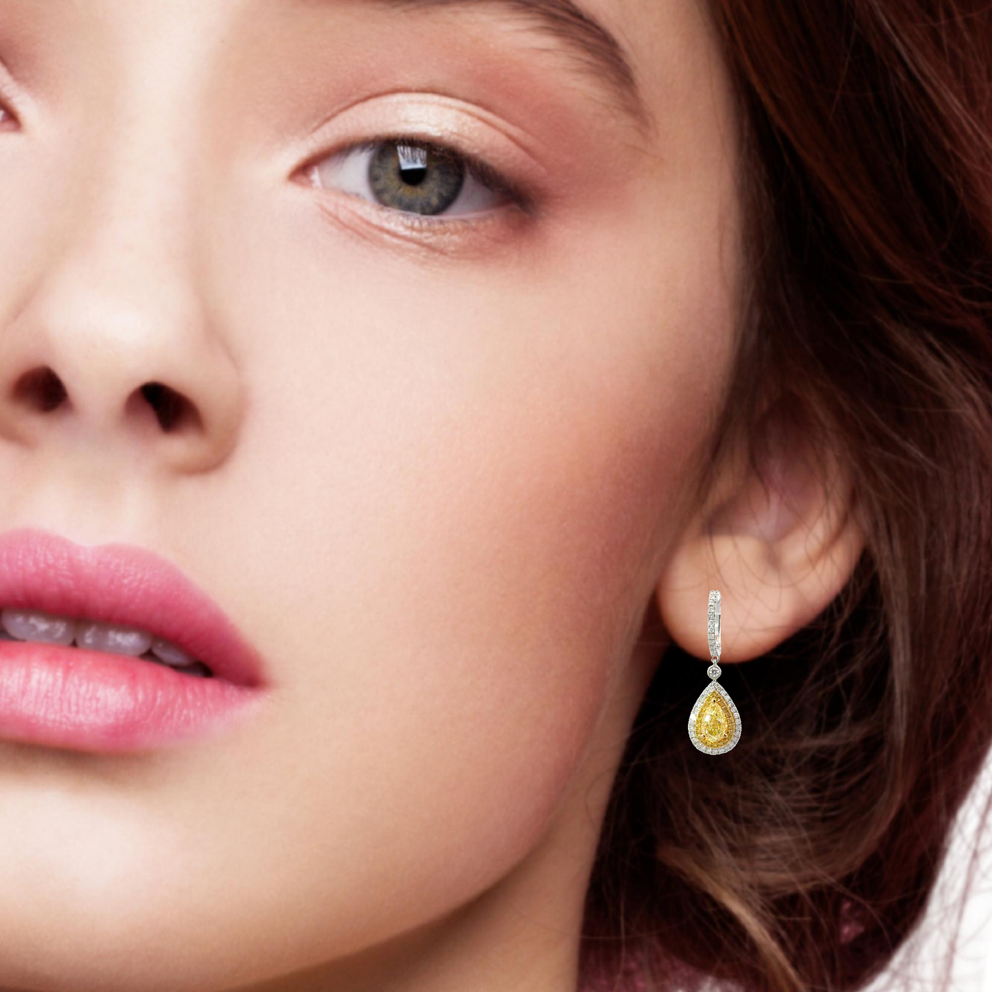 Elegant Teardrop GIA Fancy yellow diamonds Earrings