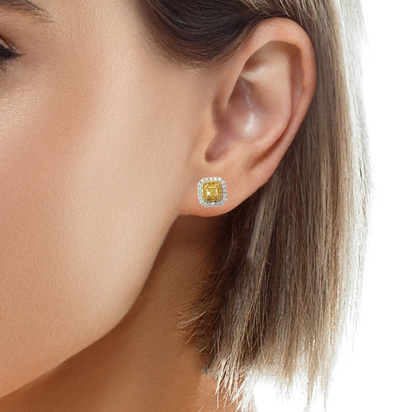 Elegant GIA Fancy Yellow Diamond Earrings