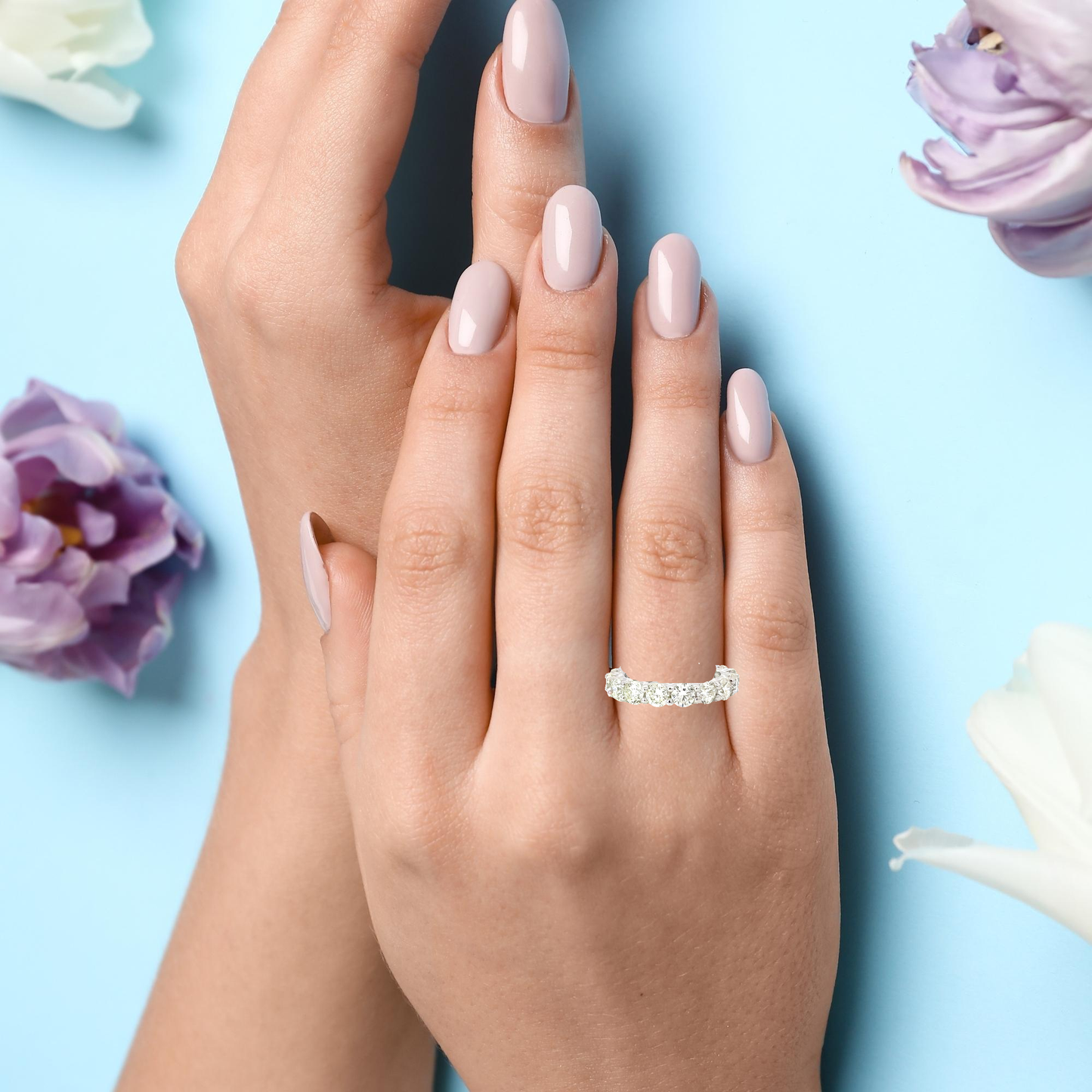 Natural round diamonds eternity band