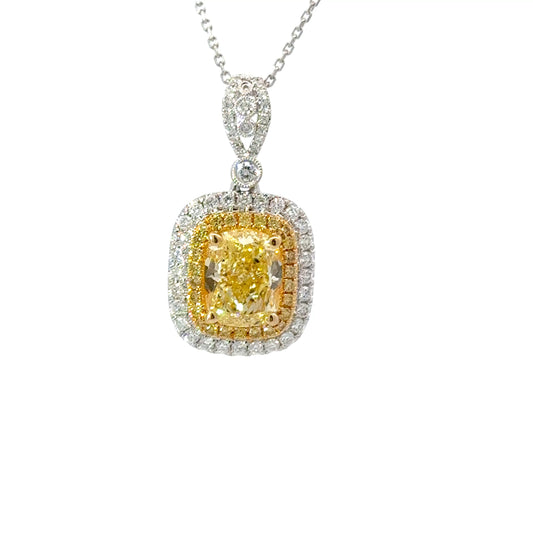 Elegant GIA Fancy Yellow Diamond Pendant