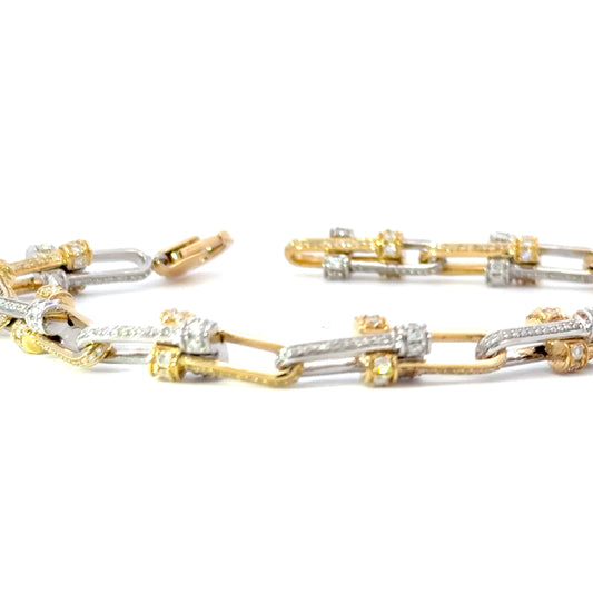 Elegant Two-Tone 18K gold intricate design diamonds Bracelet