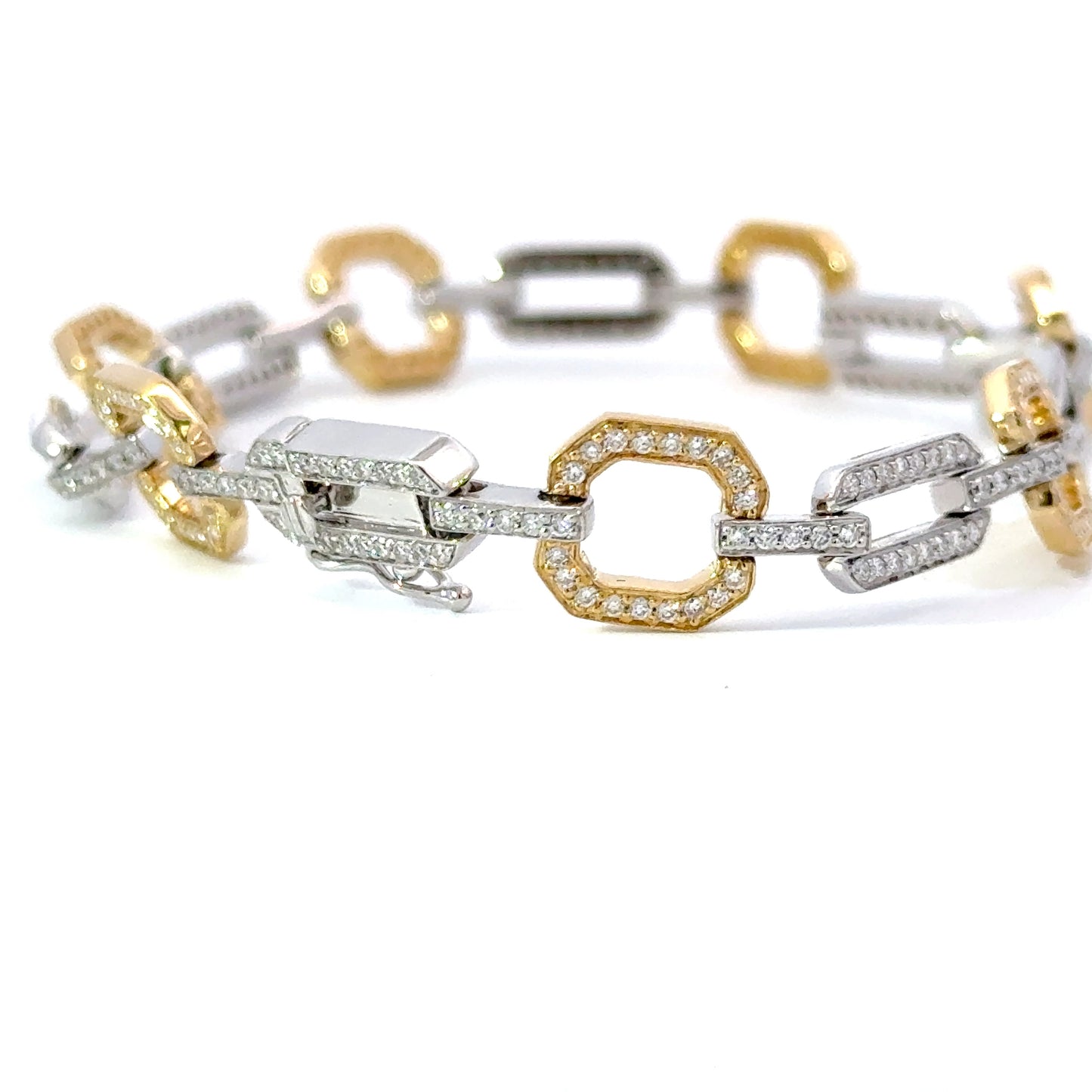 Elegant Two-Tone Links of Natural diamonds Bracelet