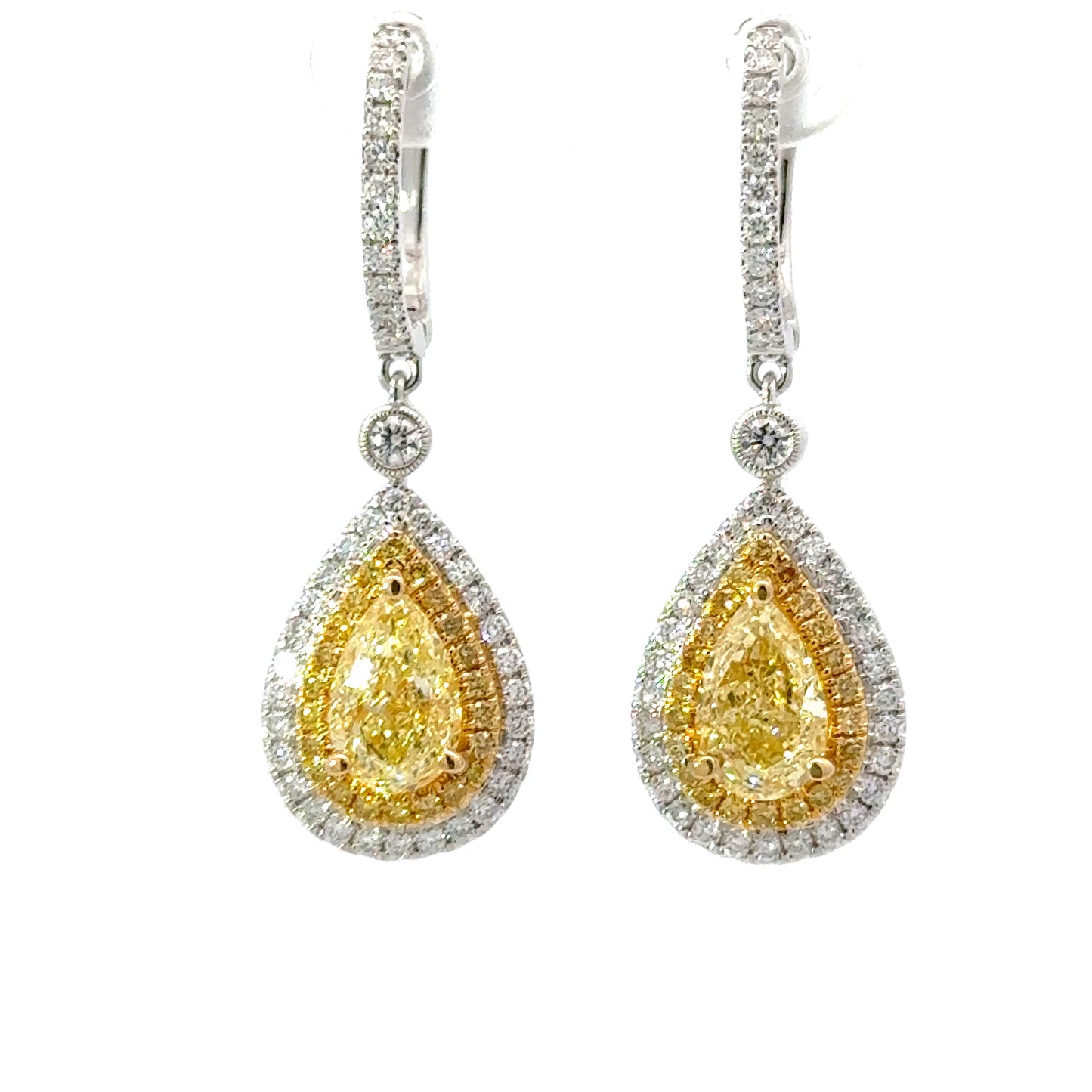 Elegant Teardrop GIA Fancy yellow diamonds Earrings