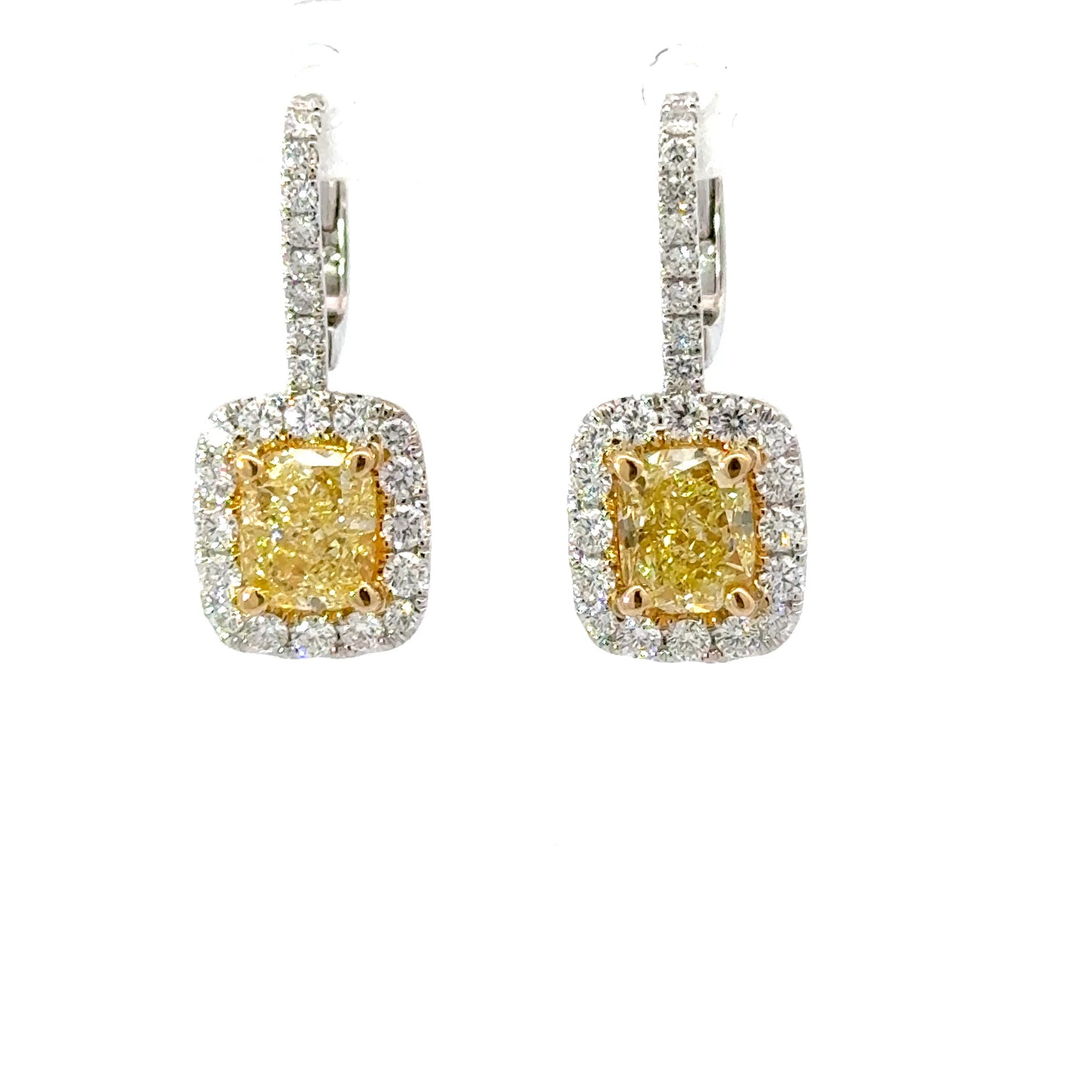 Elegant GIA Fancy Yellow Diamonds Earrings