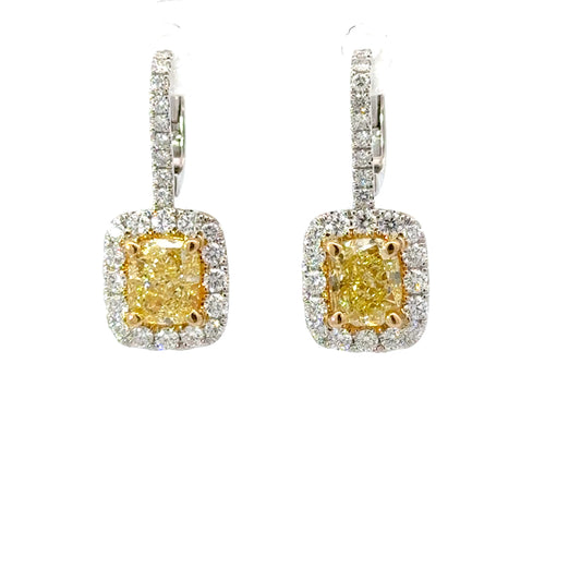 Elegant GIA Fancy Yellow Diamonds Earrings