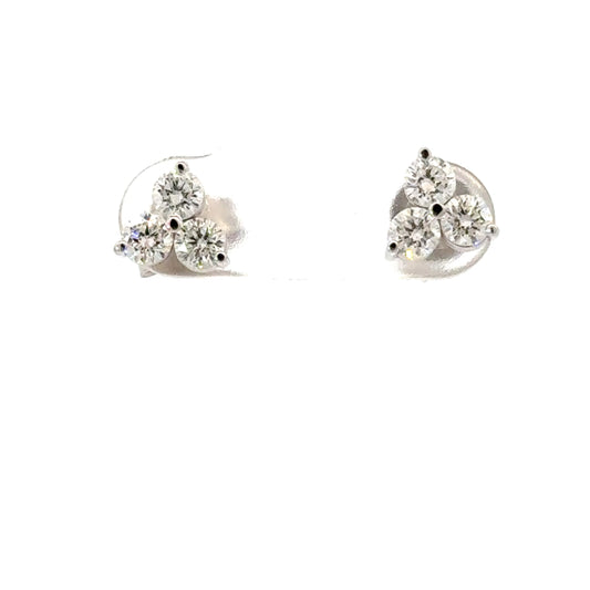 Elegant Three natural Diamonds Stud Earrings