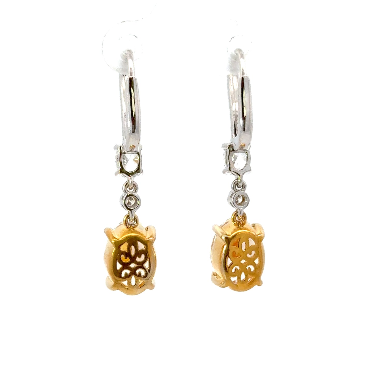 Elegant Natural GIA Certified Oval Yellow Diamond Earrings