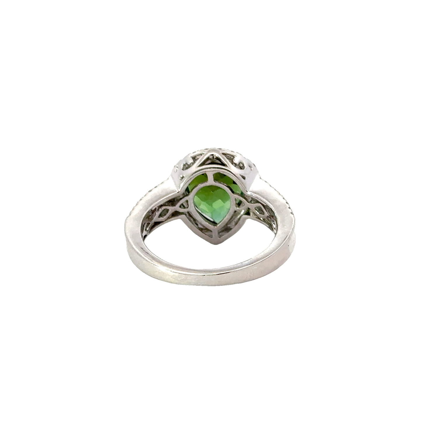 Natural pear shape Mint green tourmaline and diamonds ring