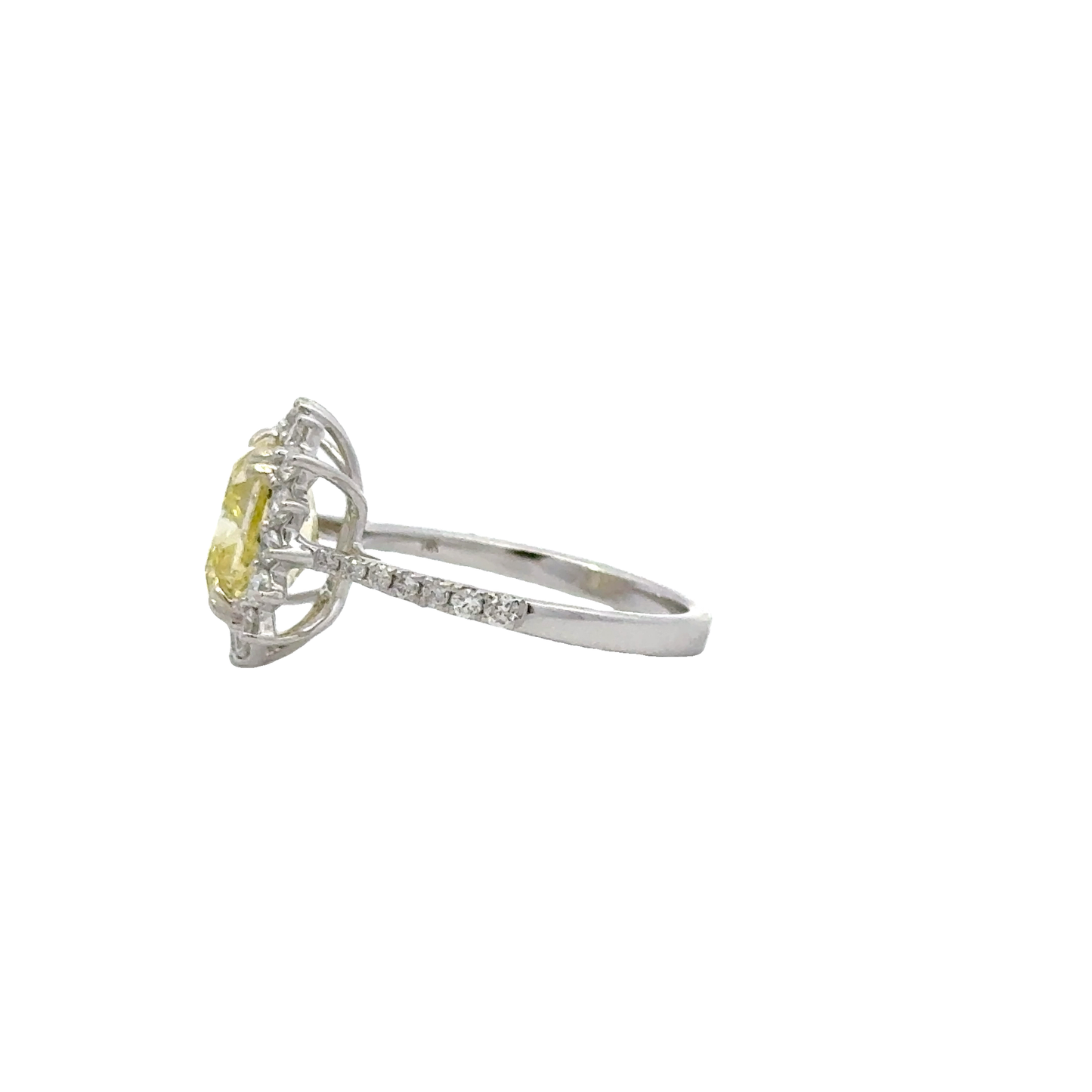 Stunning Natural GIA Fancy Intense green yellow diamond ring