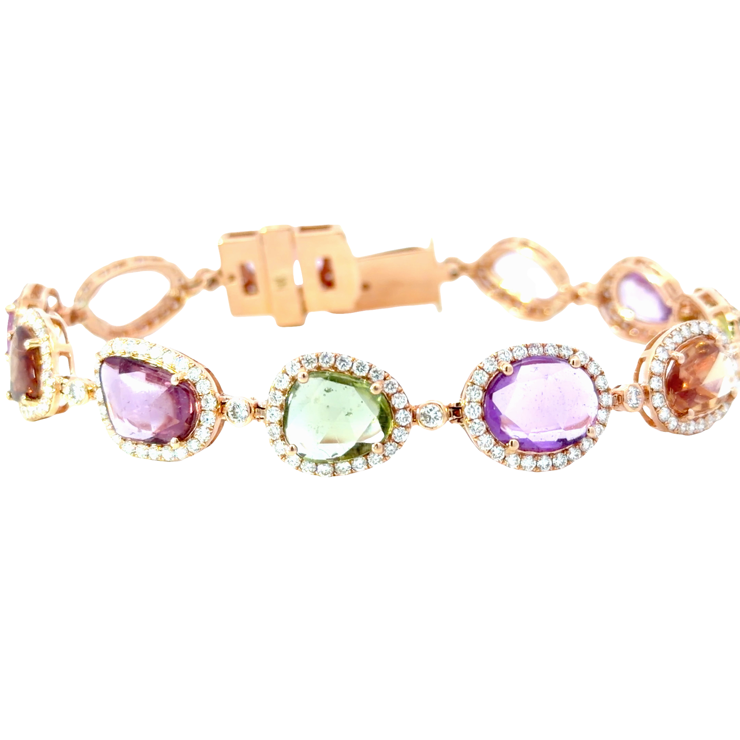Exquisite certified natural mixed colors sapphires and diamonds bracelet