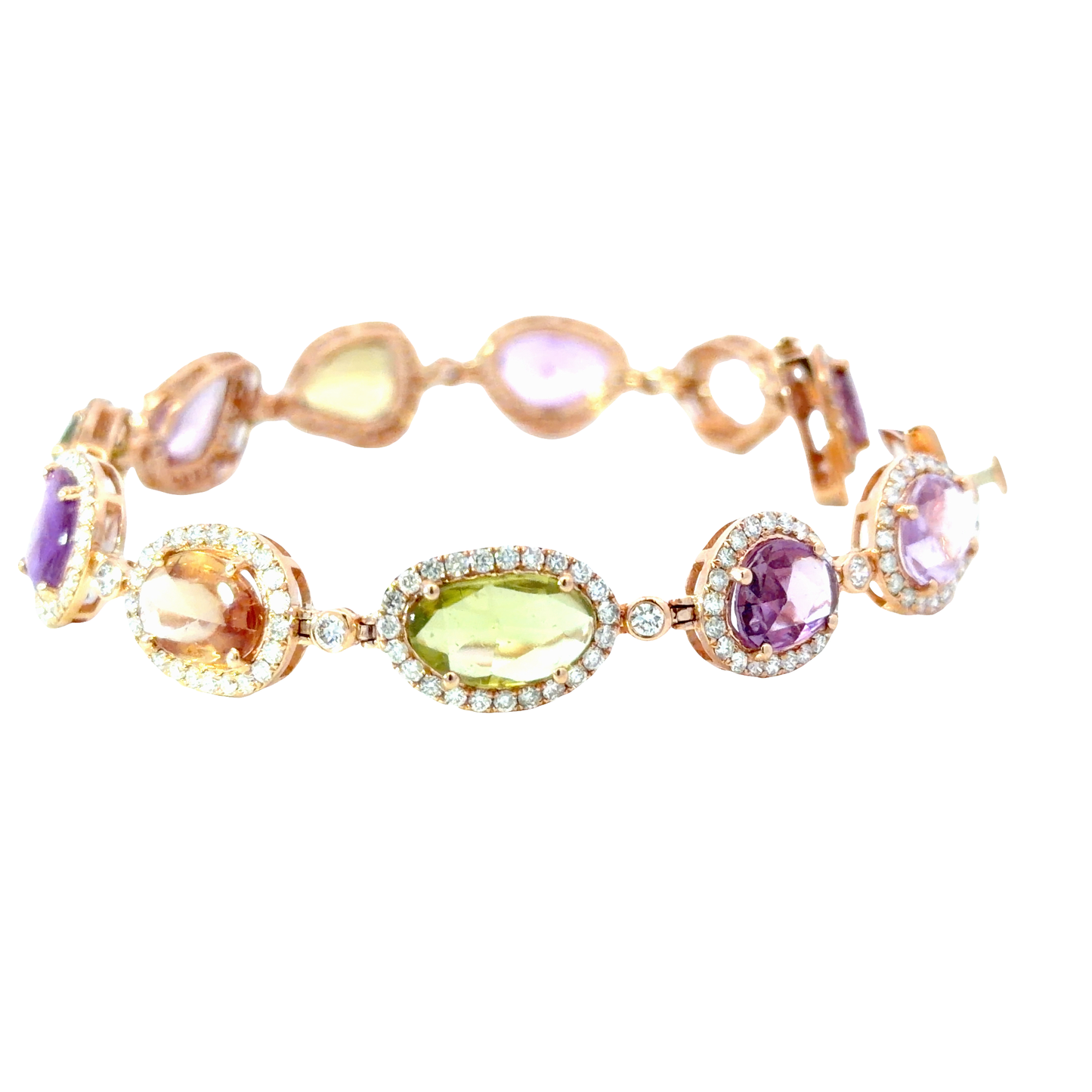 Exquisite certified natural mixed colors sapphires and diamonds bracelet