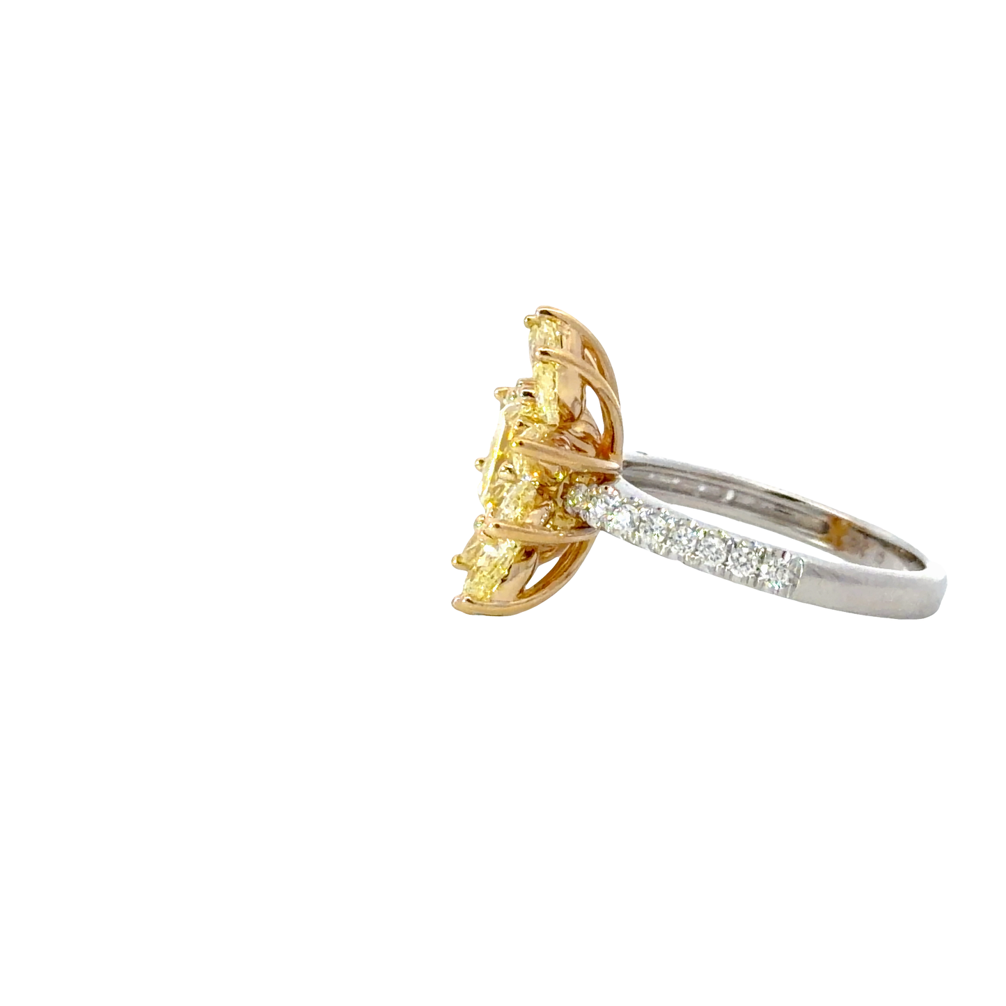 GIA Natural Fancy Yellow Diamond Cocktail Ring in 18K White and Yellow Gold