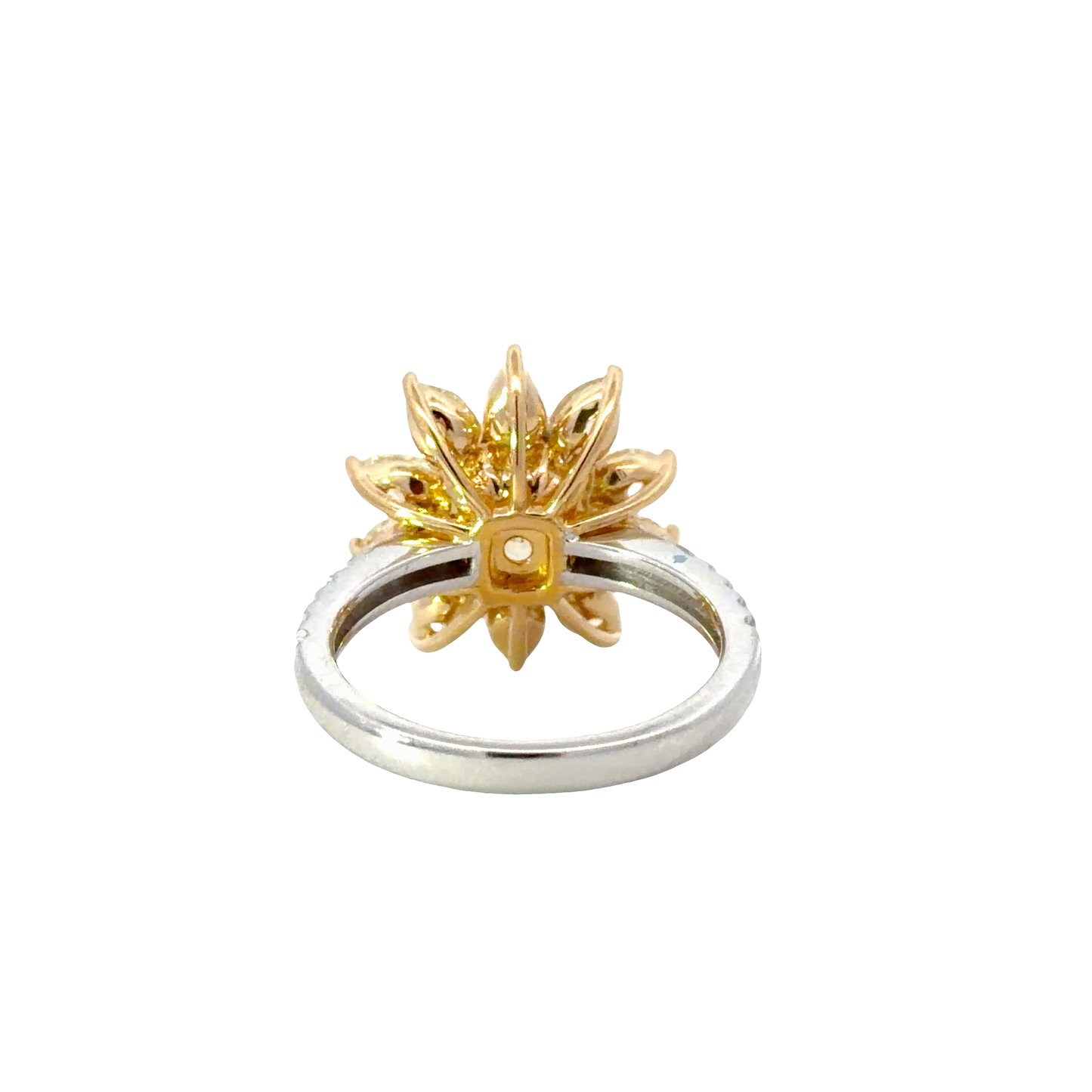 GIA Natural Fancy Yellow Diamond Cocktail Ring in 18K White and Yellow Gold