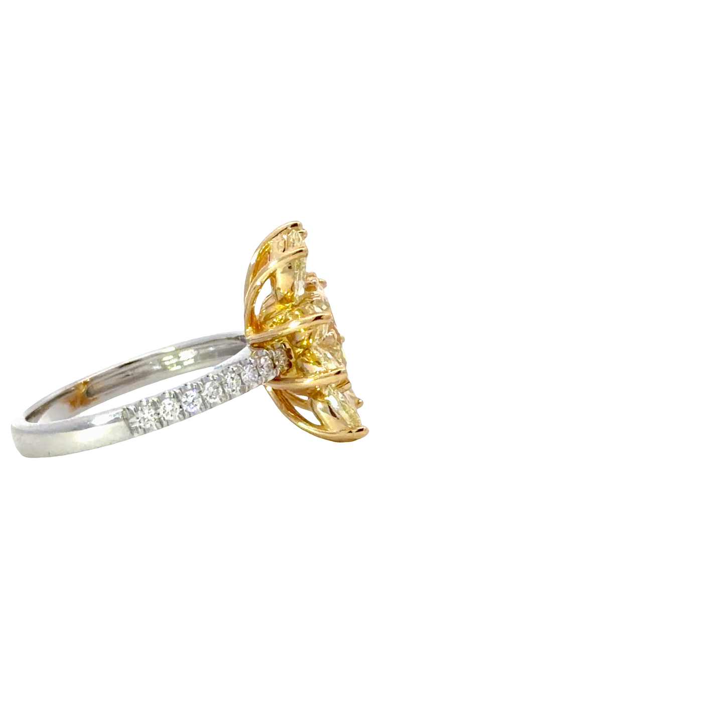 GIA Natural Fancy Yellow Diamond Cocktail Ring in 18K White and Yellow Gold