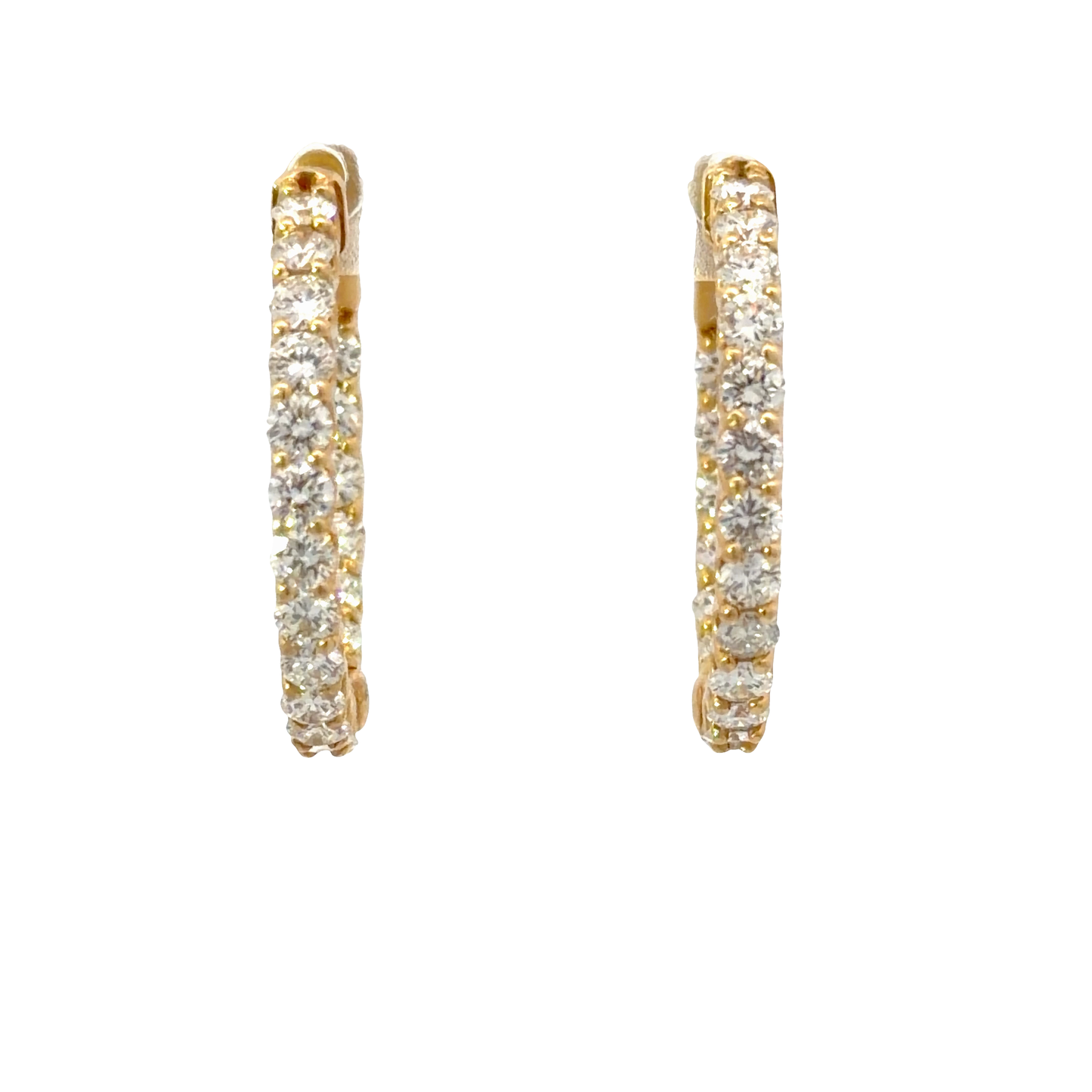Classic Natural Diamonds Hoop Earrings in 14K Yellow Gold