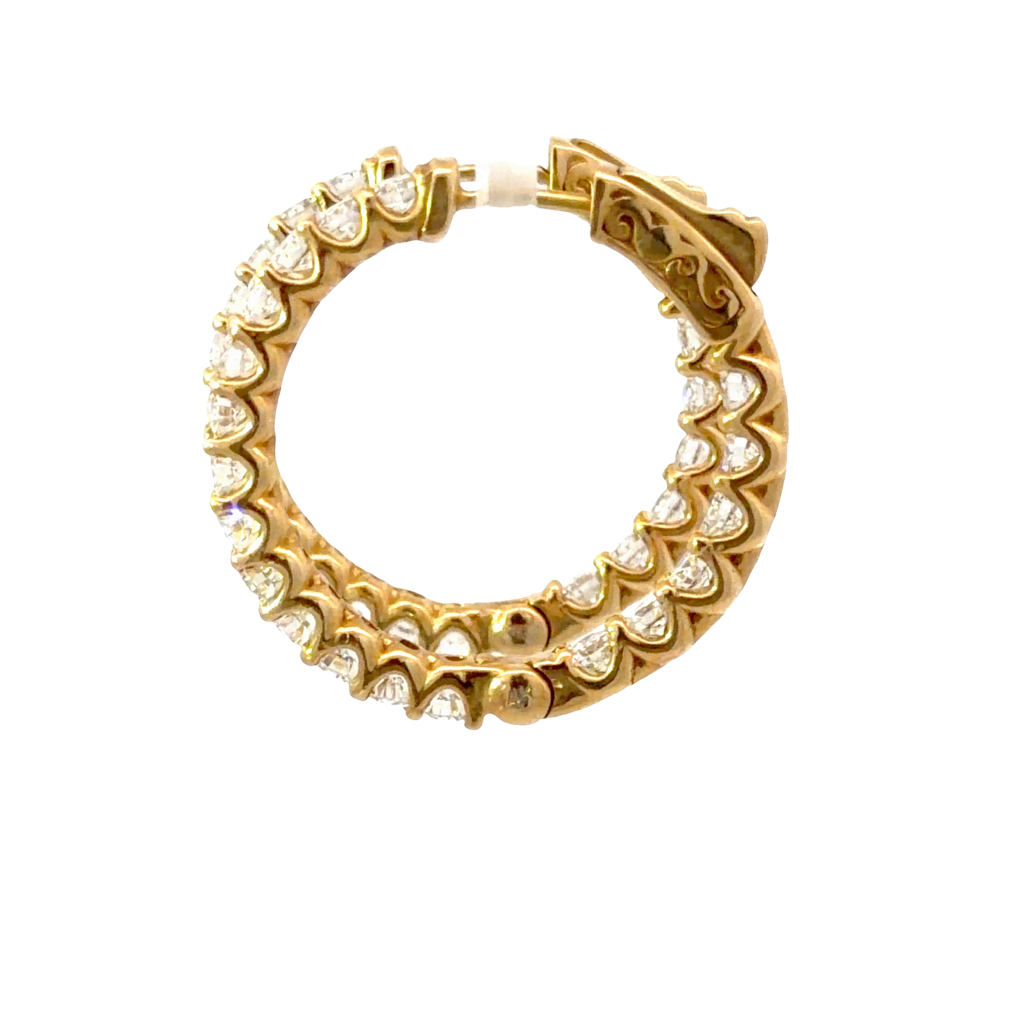 Classic Natural Diamonds Hoop Earrings in 14K Yellow Gold
