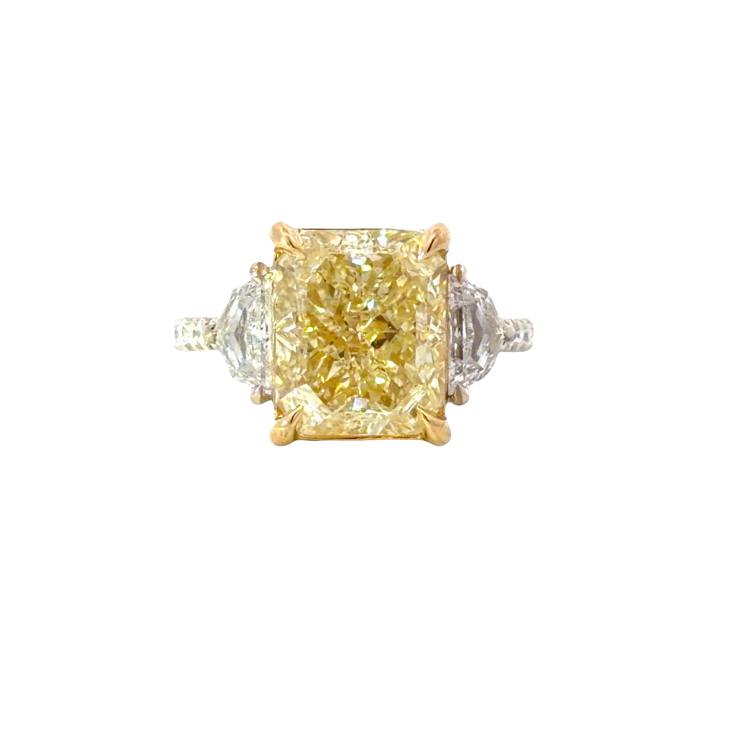 GIA natural Yellow Radiant Diamond  Ring in 18K Yellow and White Gold