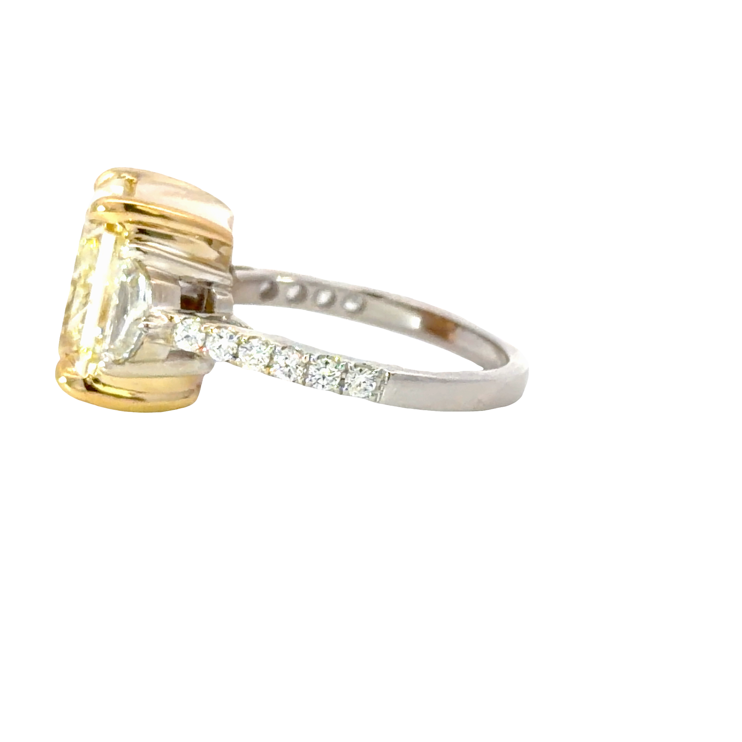 GIA natural Yellow Radiant Diamond  Ring in 18K Yellow and White Gold