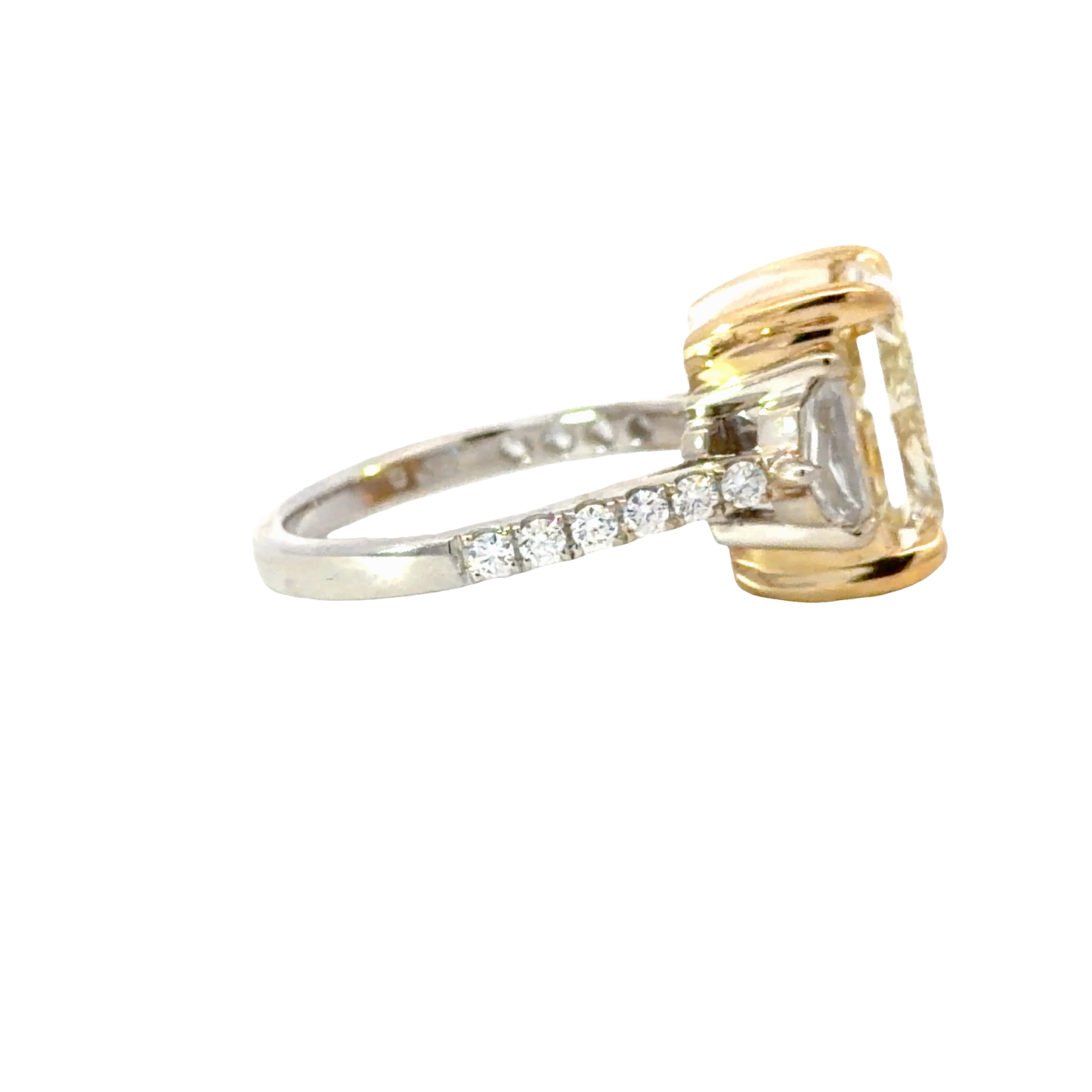 GIA natural Yellow Radiant Diamond  Ring in 18K Yellow and White Gold