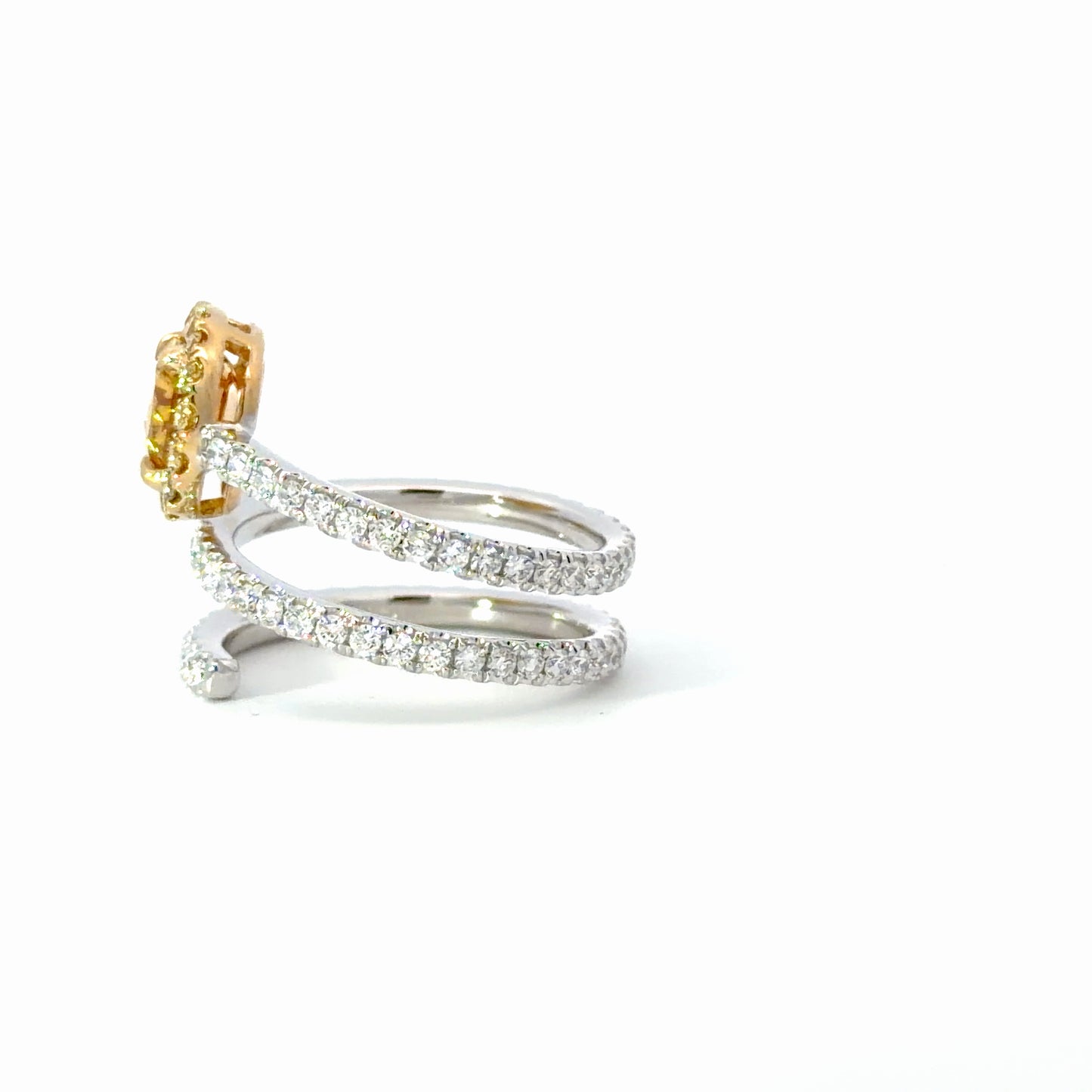 Natural Fancy Deep Orange Diamond Spiral Wrap Ring in White Gold
