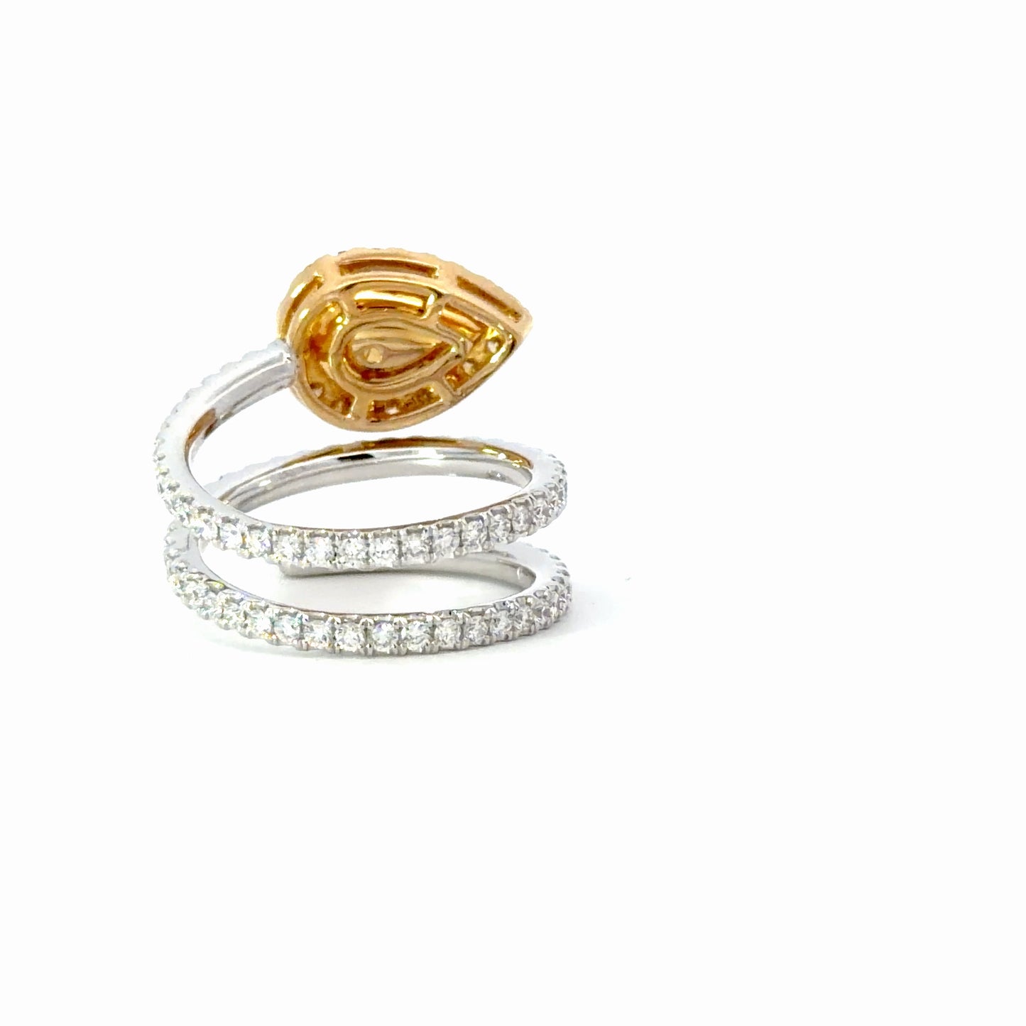 Natural Fancy Deep Orange Diamond Spiral Wrap Ring in White Gold