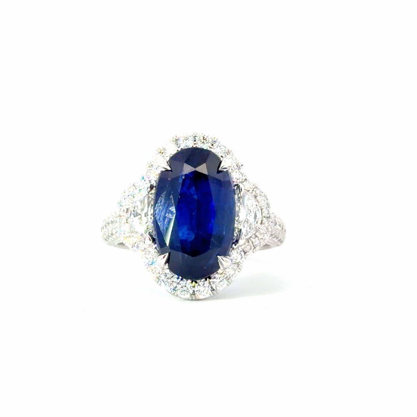 Natural Cushion cut Royal Blue Sapphire Cocktail Ring in White Gold