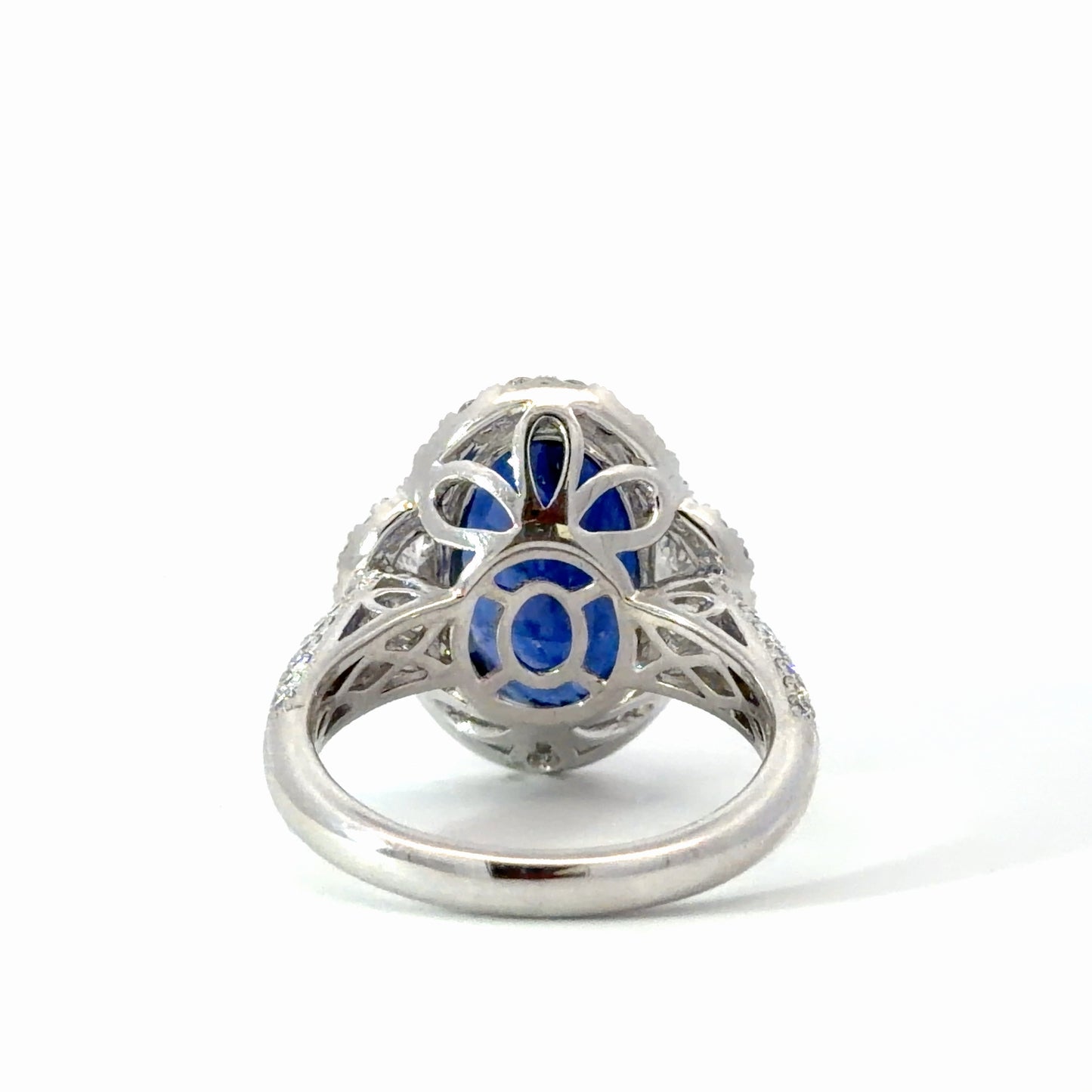 Natural Cushion cut Royal Blue Sapphire Cocktail Ring in White Gold