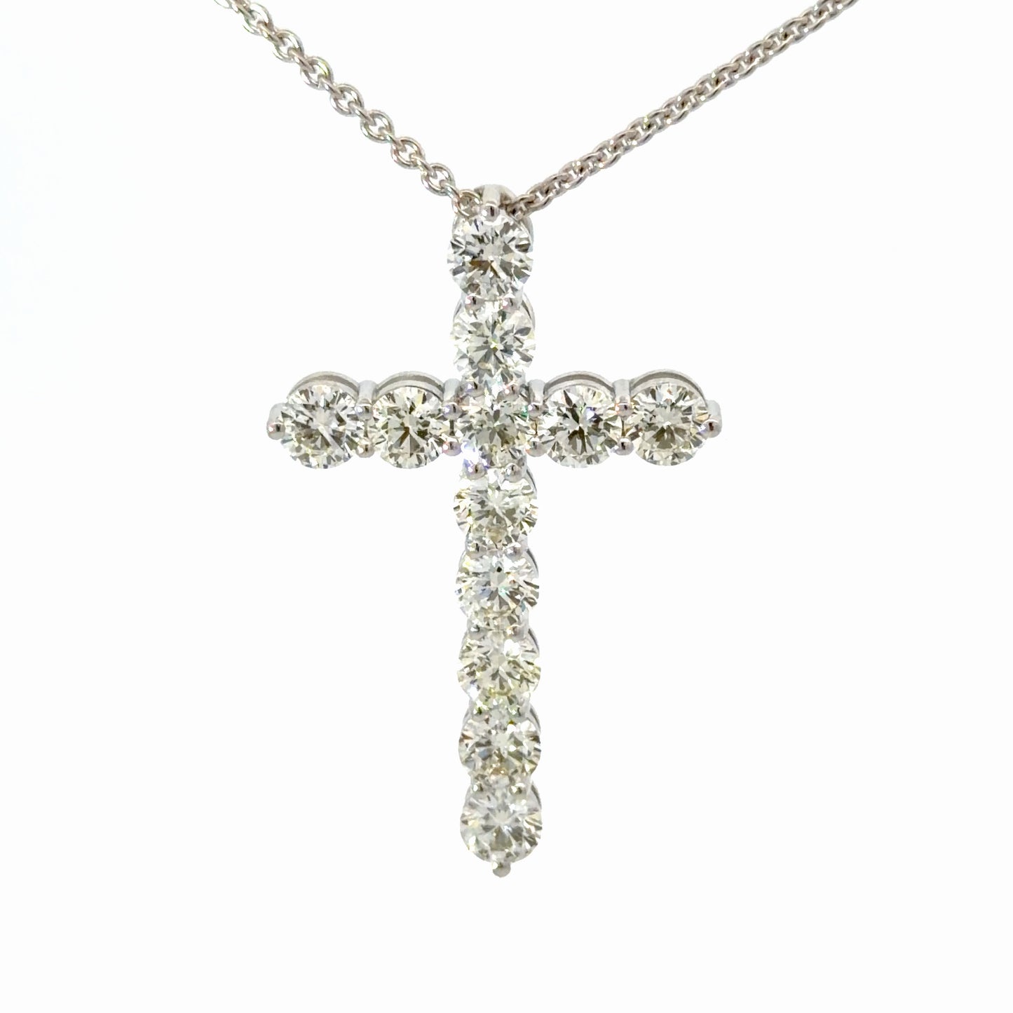 Diamond Cross Pendant Necklace in White Gold