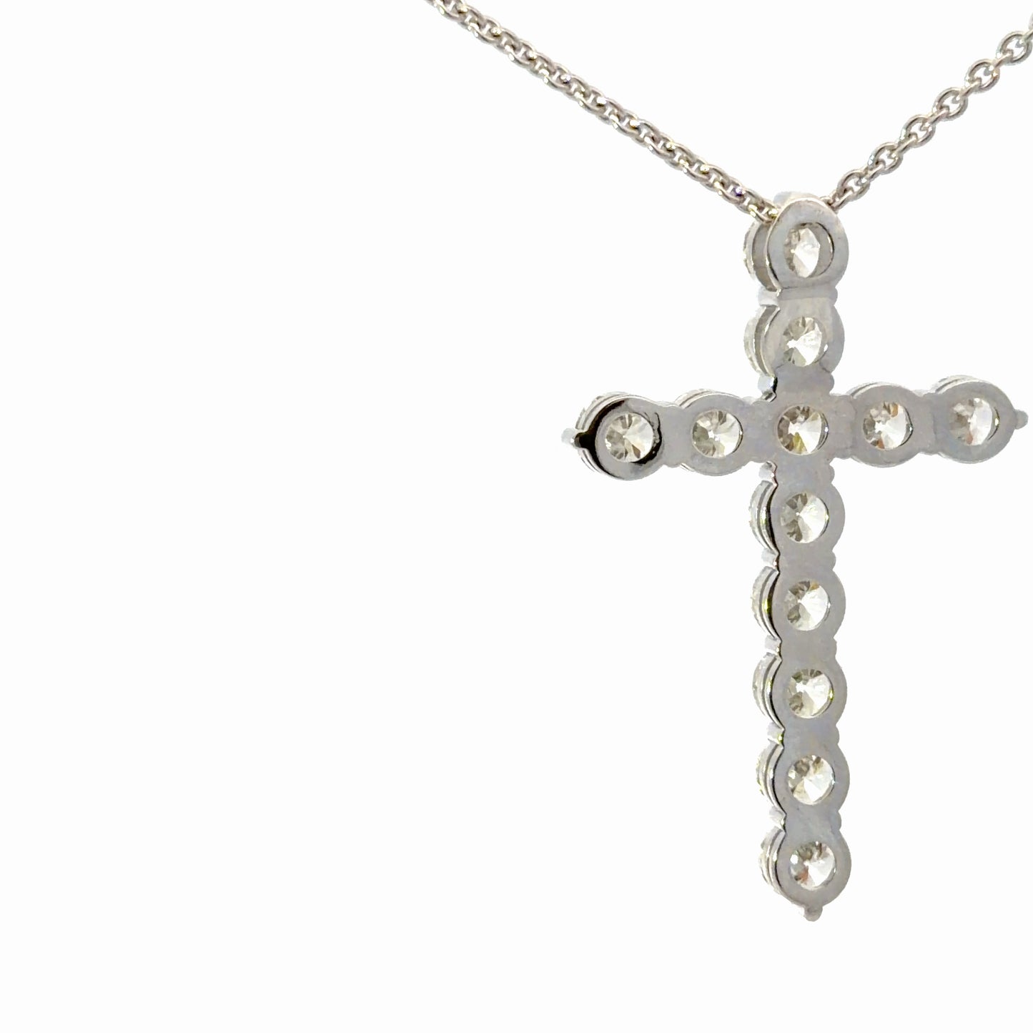 Diamond Cross Pendant Necklace in White Gold