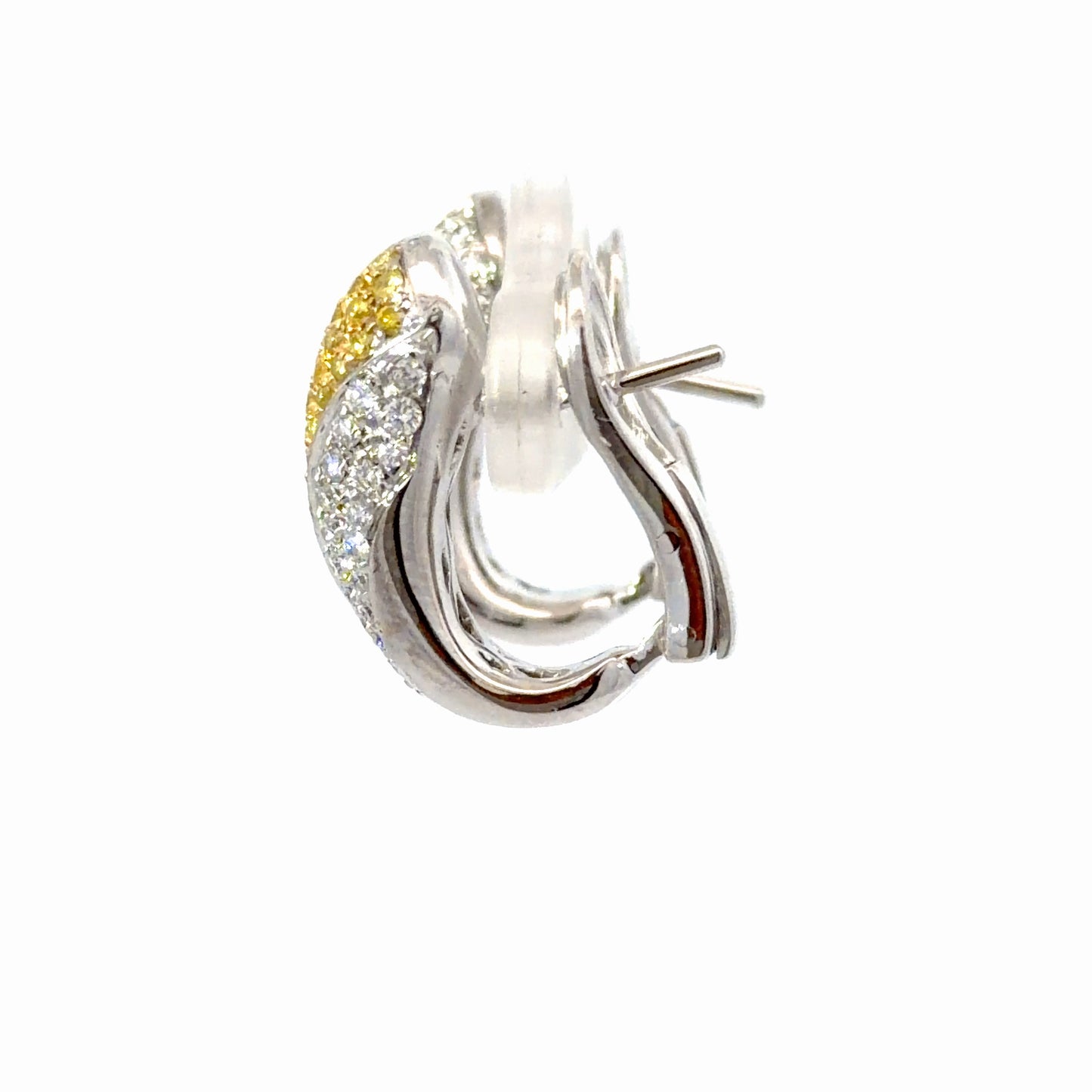 Fancy Yellow Diamond Pavé Hoop Earrings — White Gold