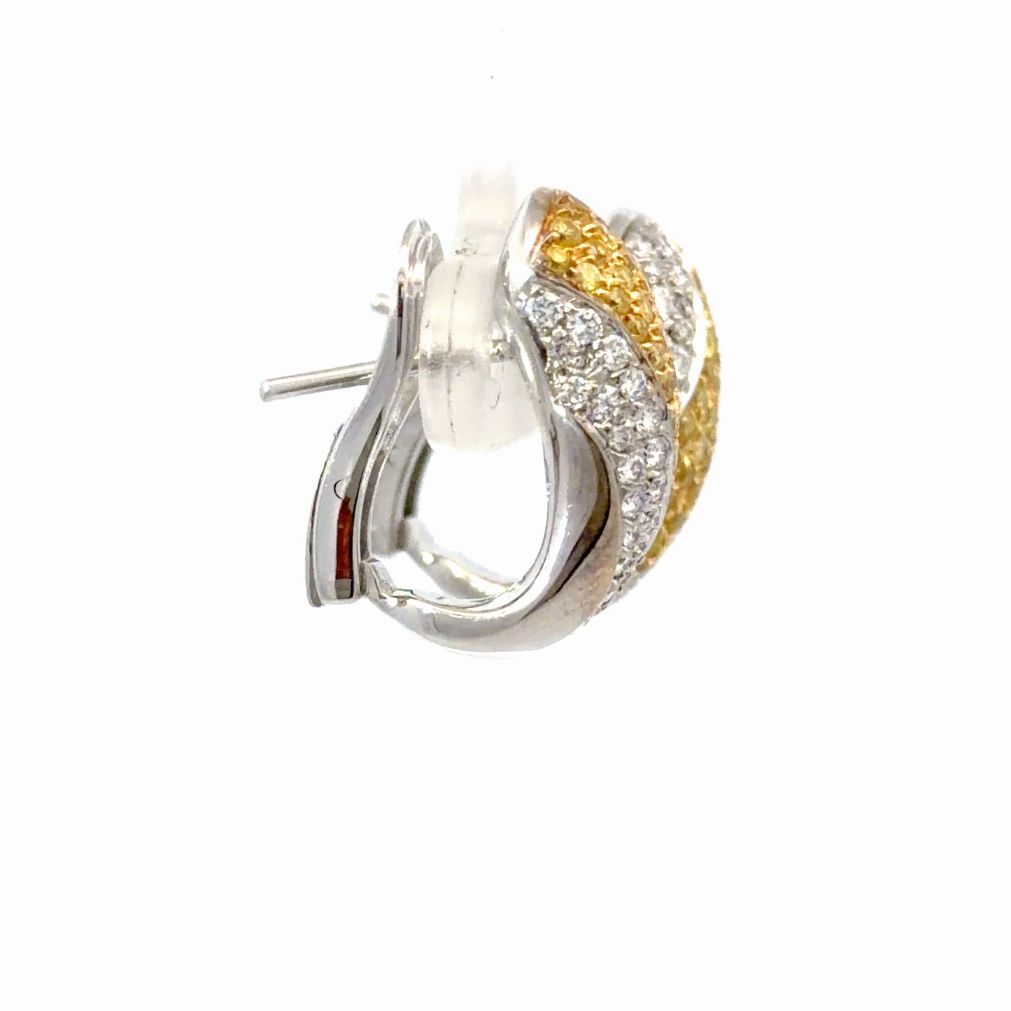 Fancy Yellow Diamond Pavé Hoop Earrings — White Gold