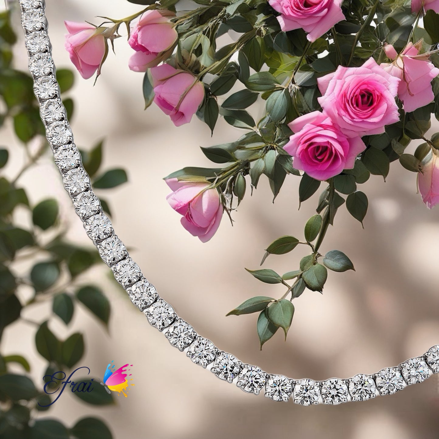 Classic Diamond Tennis Necklace in White Gold