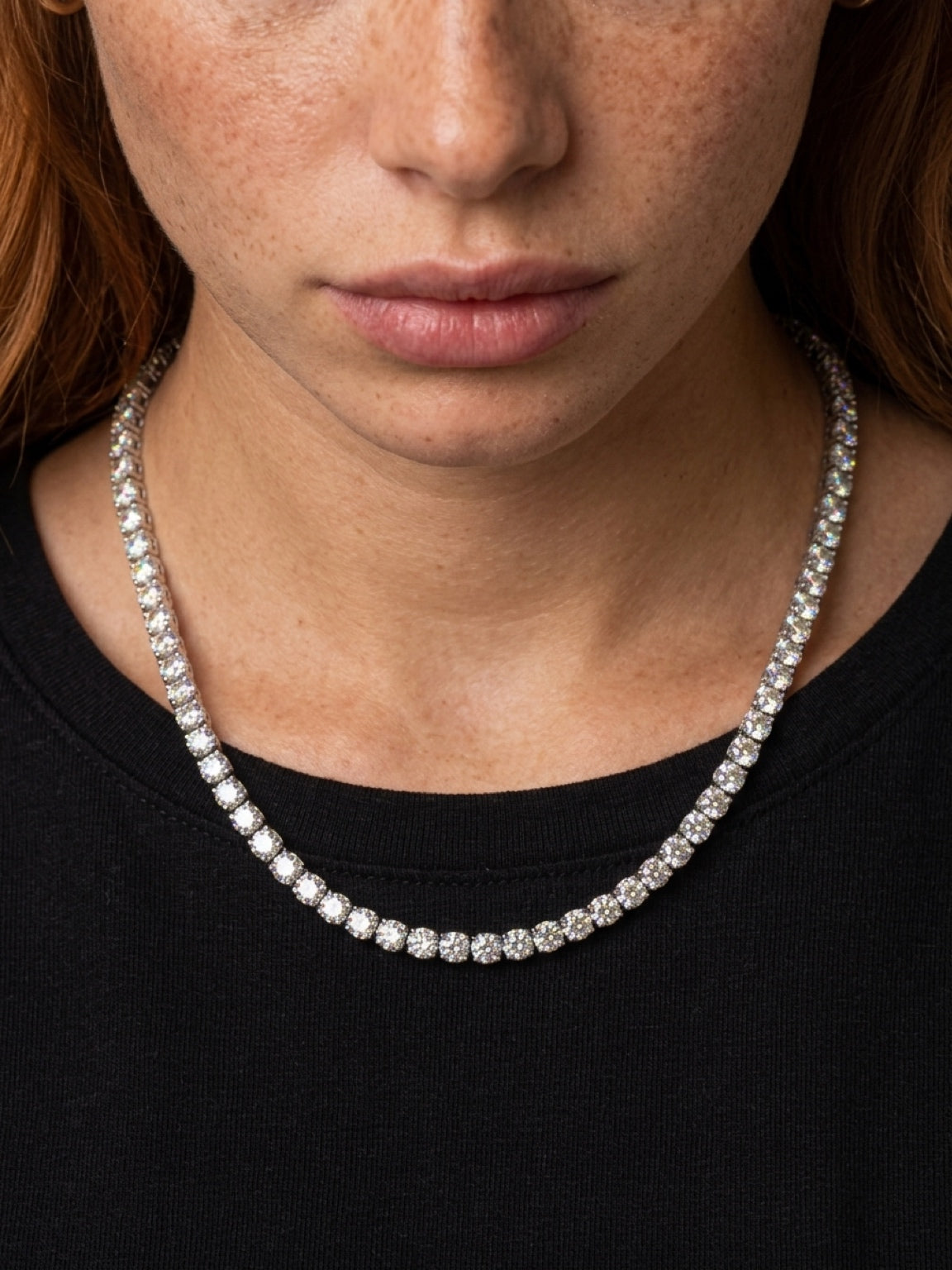 Classic Diamond Tennis Necklace in White Gold