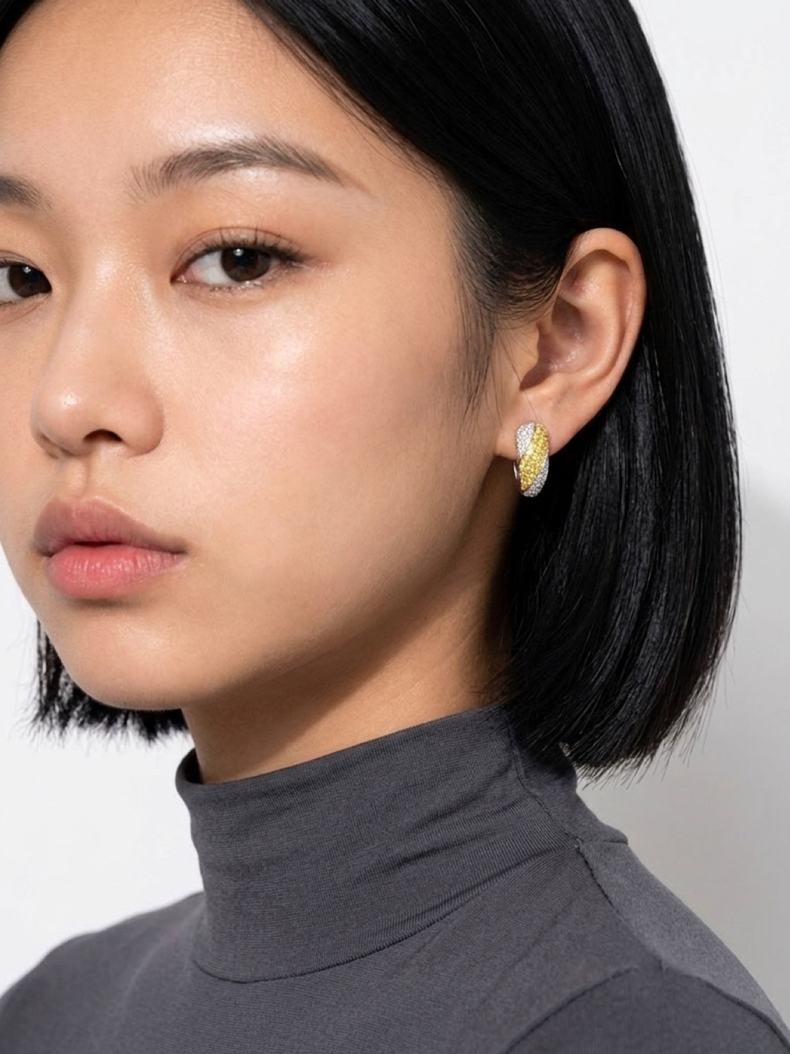 Fancy Yellow Diamond Pavé Hoop Earrings — White Gold