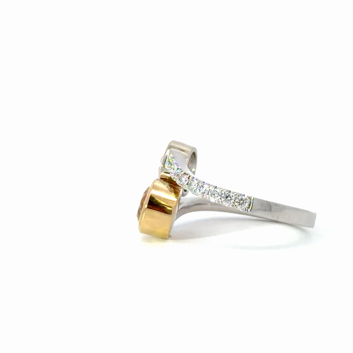 Fancy natural round orange Diamond Bypass Ring in White Gold
