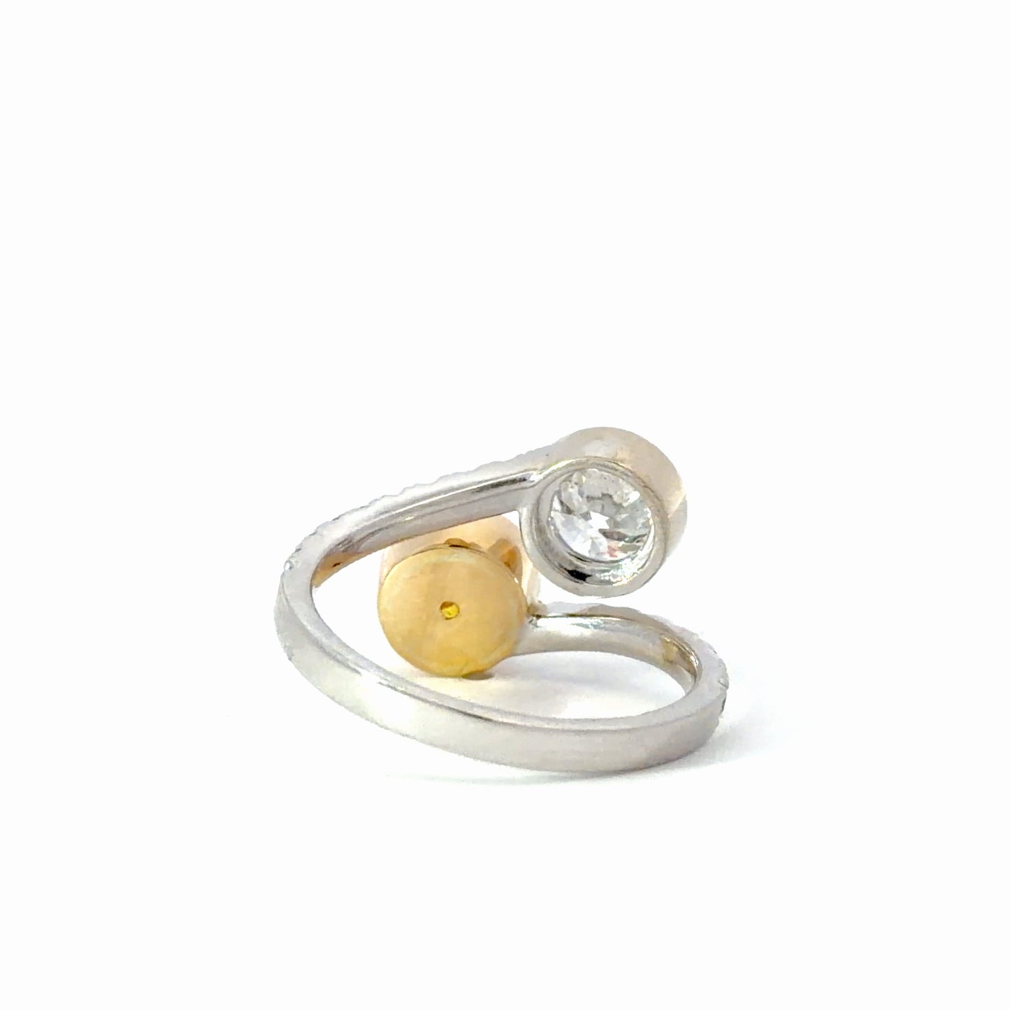 Fancy natural round orange Diamond Bypass Ring in White Gold