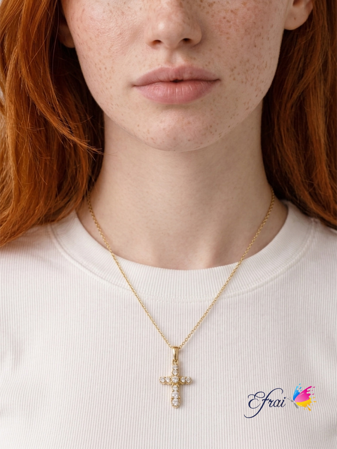 Dainty beautiful diamond cross necklace