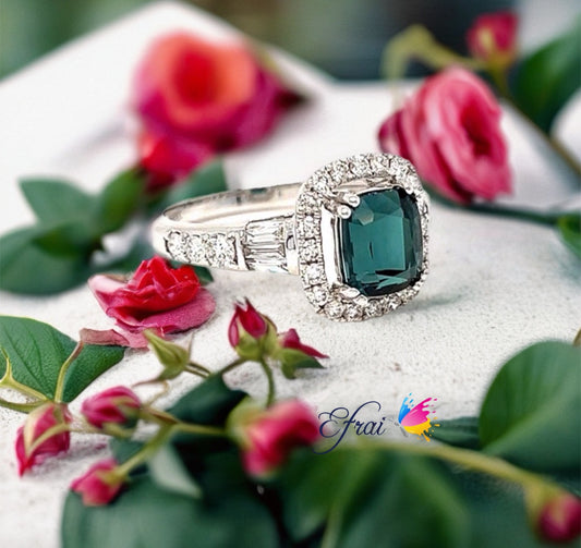 Tourmaline diamonds ring