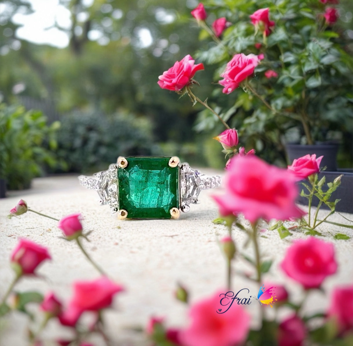 Gorgeous emerald and diamonds ring