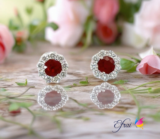 Natural rubies and diamonds earrings