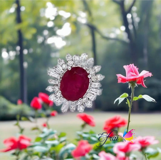 GIA Natural Ruby and diamonds ring