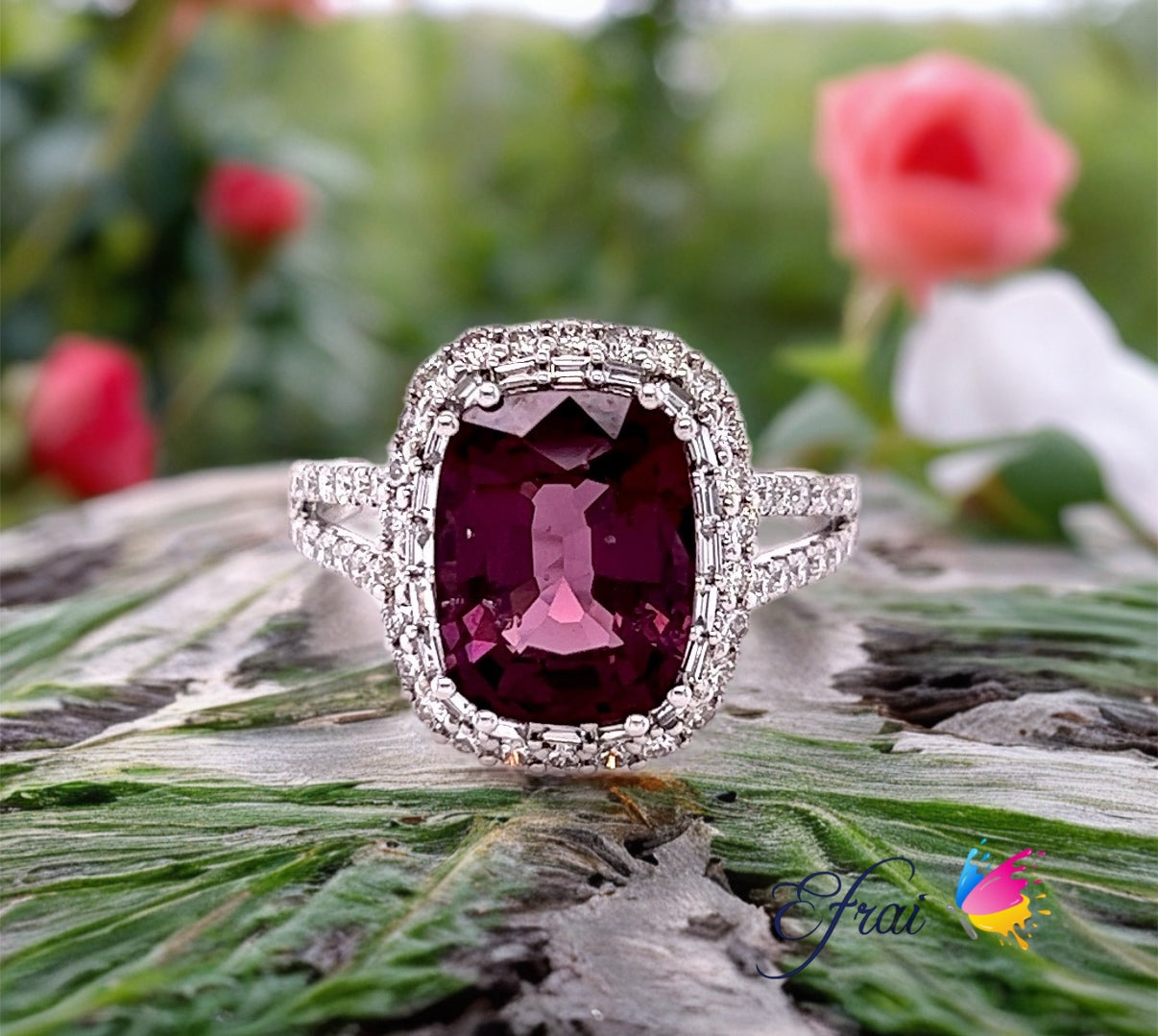 GIA Spinel and diamonds ring