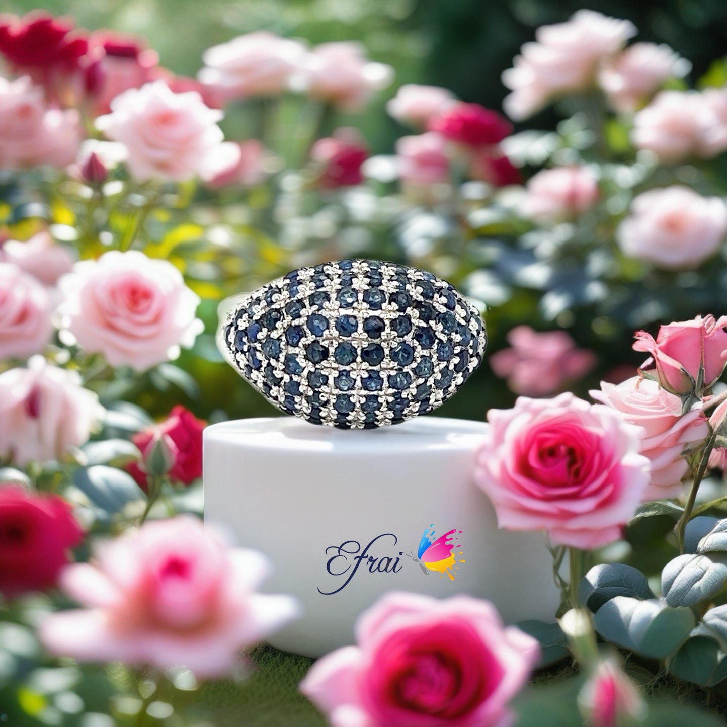Blue sapphires signet rings