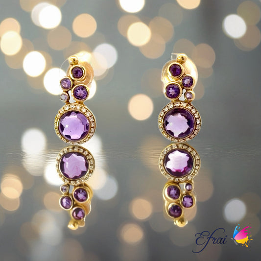 Natural amethyst and diamonds earrings