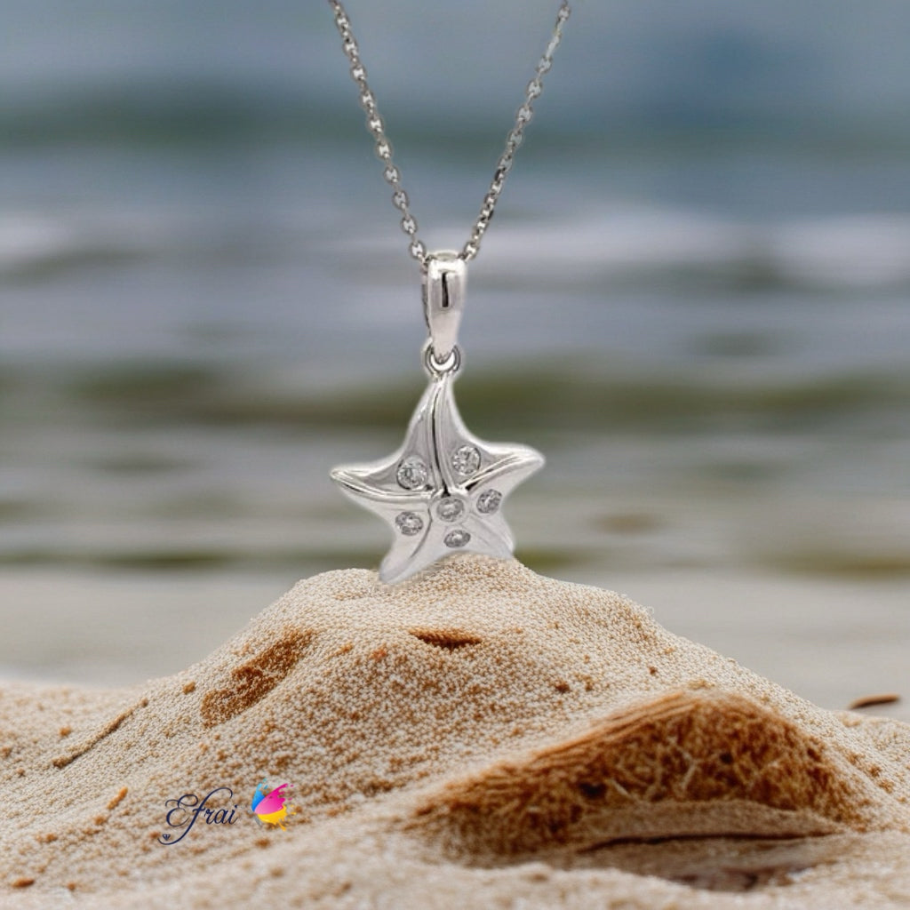 Golden starfish diamonds necklace