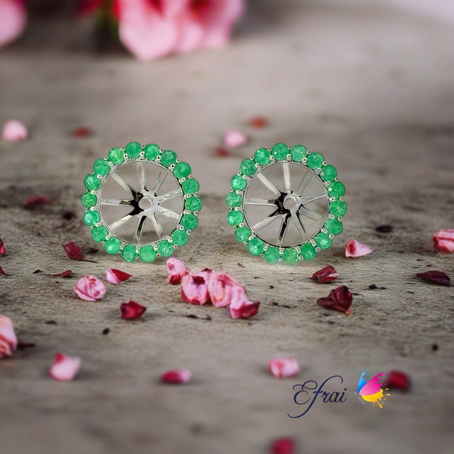 Natural emeralds jackets for earrings