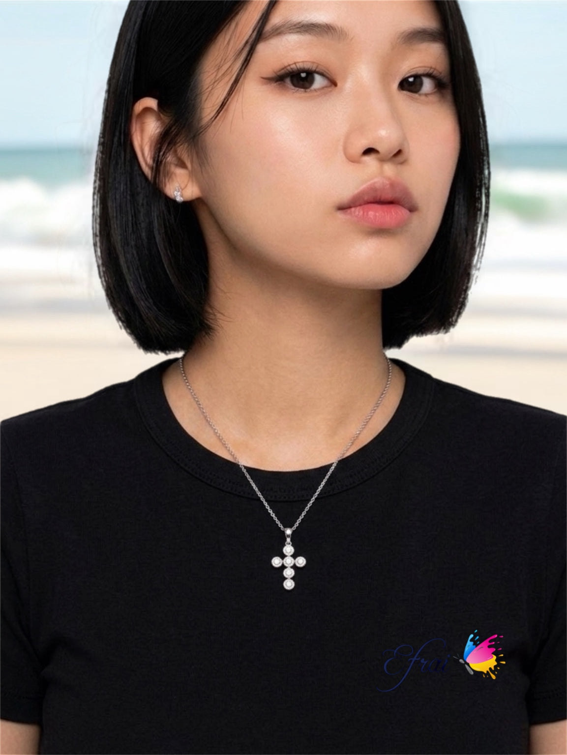 Dainty new diamonds cross necklace