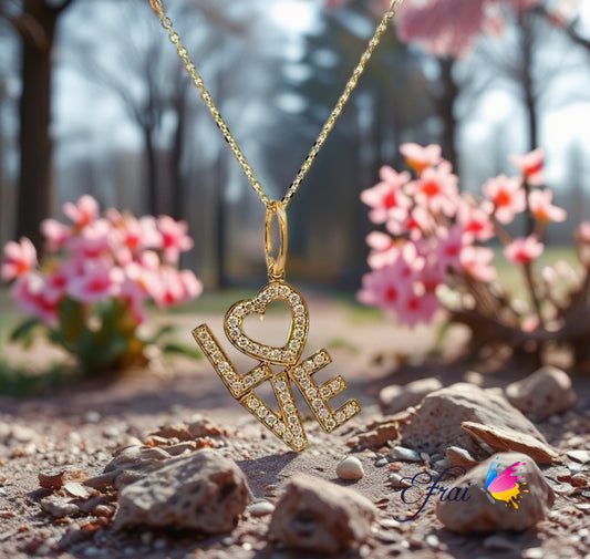 Gorgeous love with diamonds letters necklace