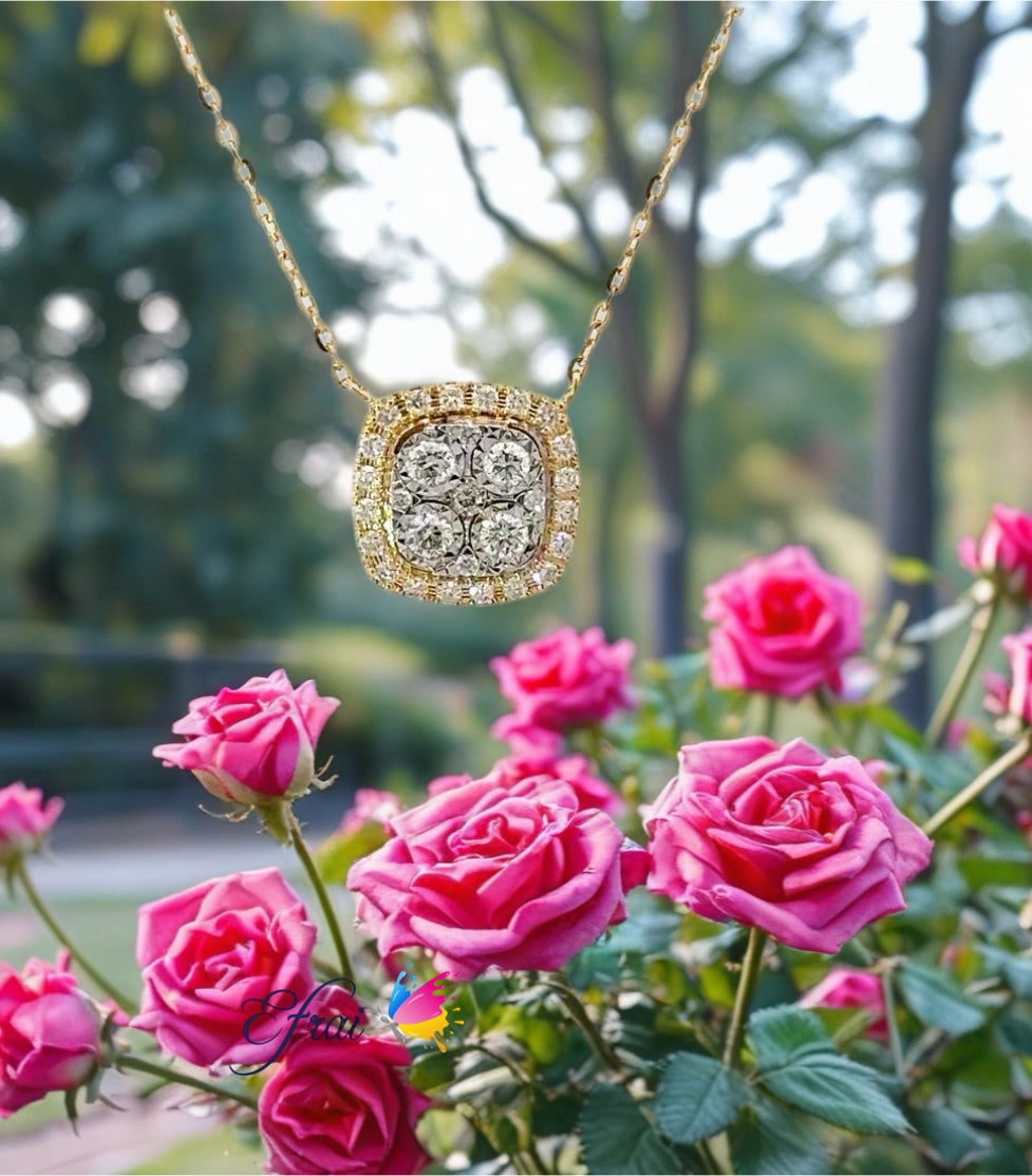 Square full of diamonds necklace