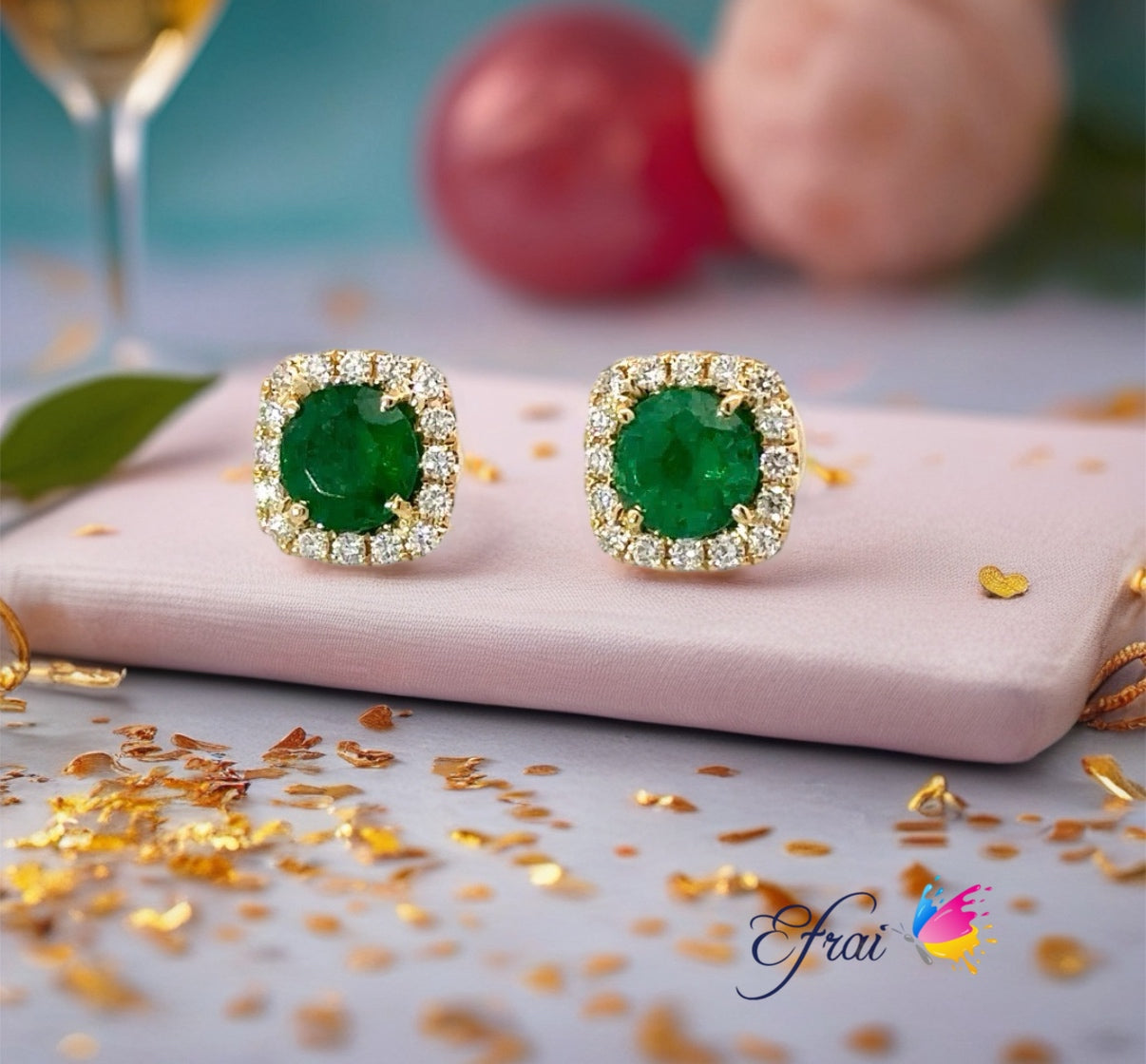 GIA certified Natural emeralds and diamonds earrings